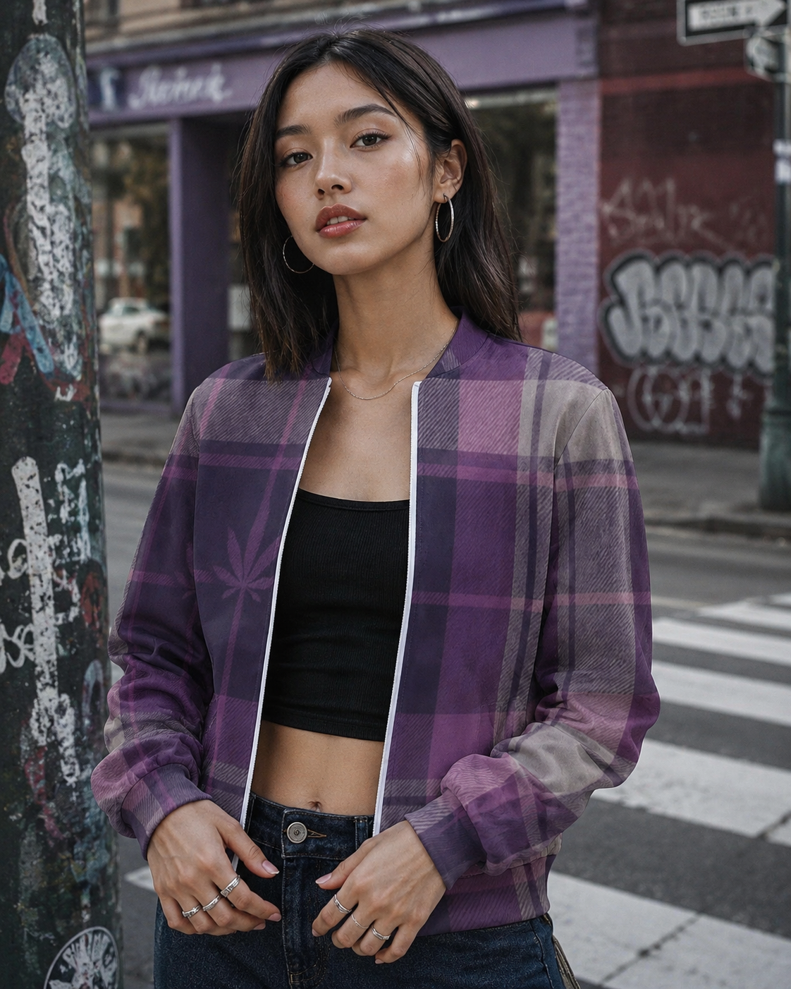 Smoked Tartan zip jacket - Purple Artsadd