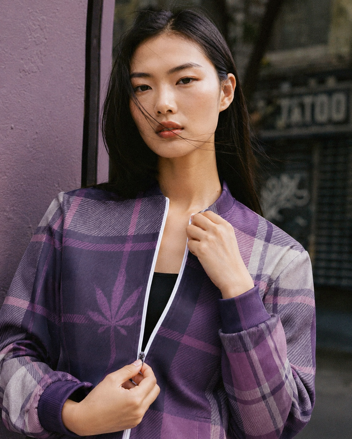 Smoked Tartan zip jacket - Purple Artsadd