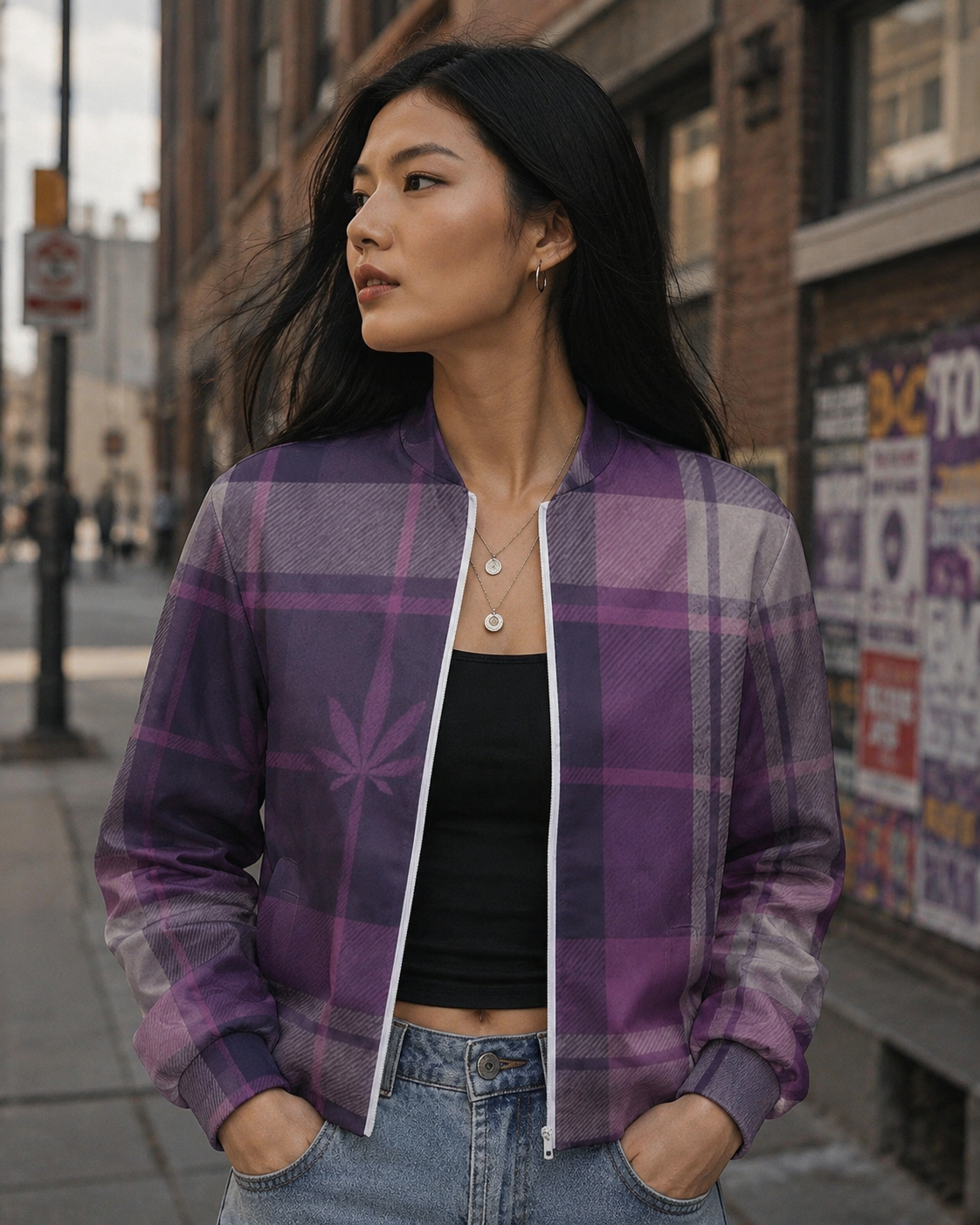 Smoked Tartan zip jacket - Purple Artsadd