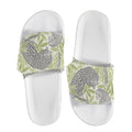 Leopard Slides Velcro Slide Sandals — animal print velcro strap sandal flat lay