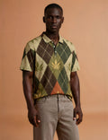 Jane Dope Argyle Polo Body Athletic Collection — argyle print men's polo shirt front view
