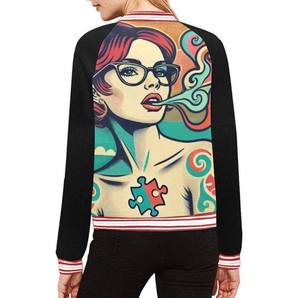 Wasaga Roxy Bomber All Over Print Bomber Jacket for Women (H21)