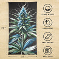 Blue dream floral print beach towel, print and fringe detail close-up