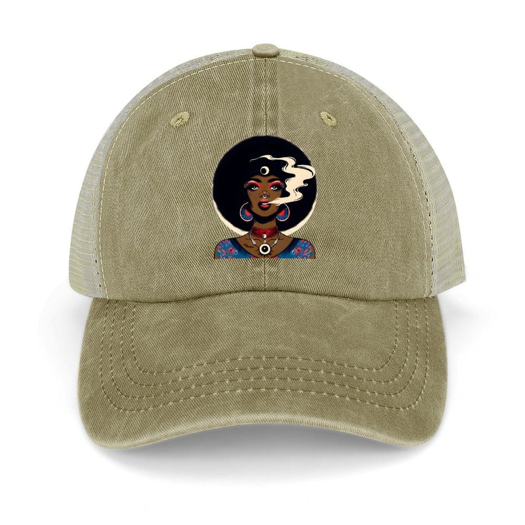 Afro Cowgirl Hat Khaki 16.5x12cm cap