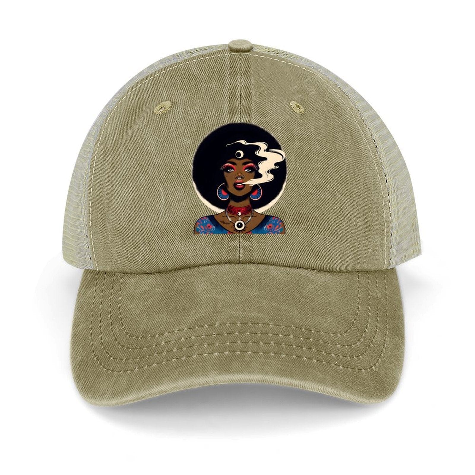 Afro Cowgirl Hat Khaki 16.5x12cm cap