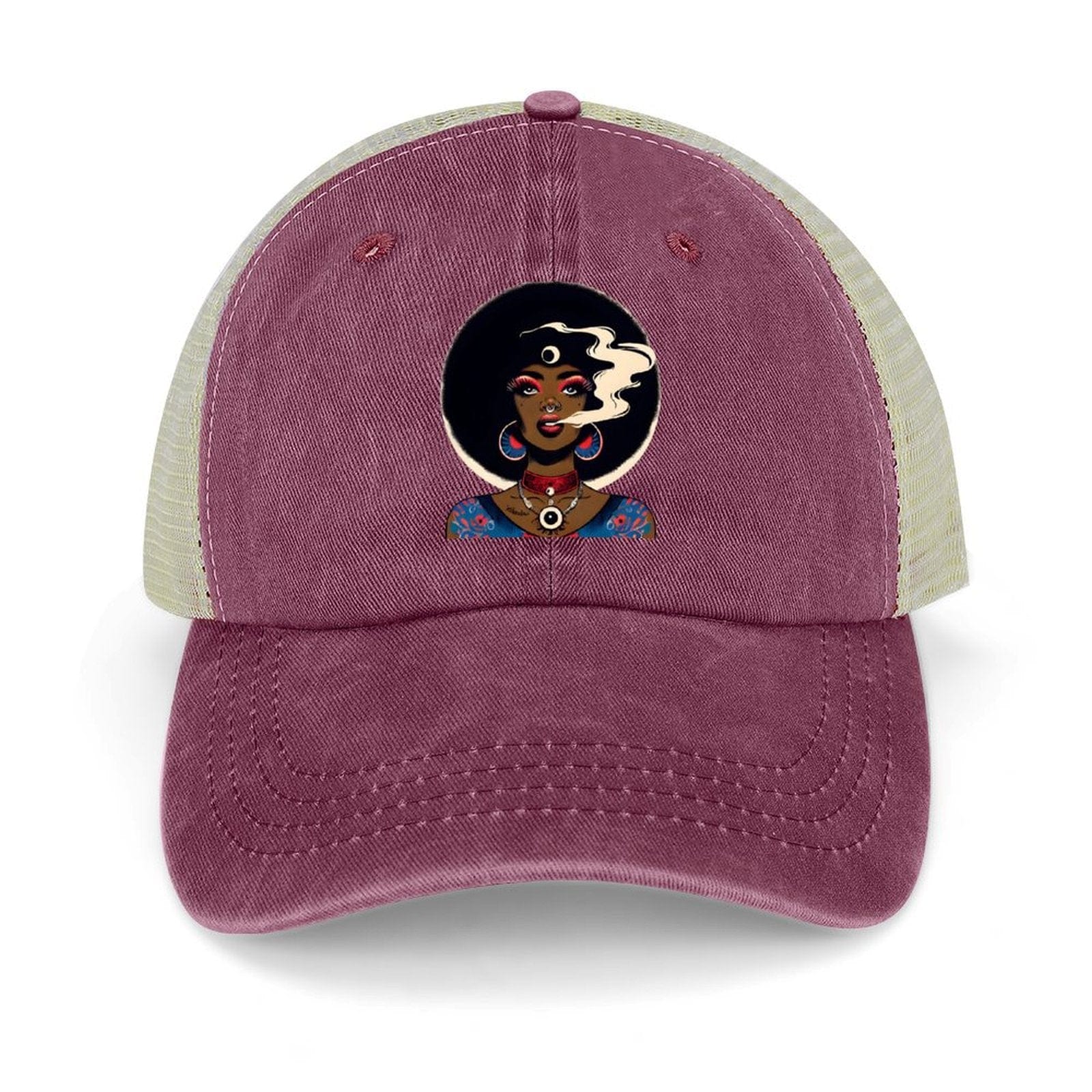 Afro Cowgirl Hat Wine red 16.5x12cm cap