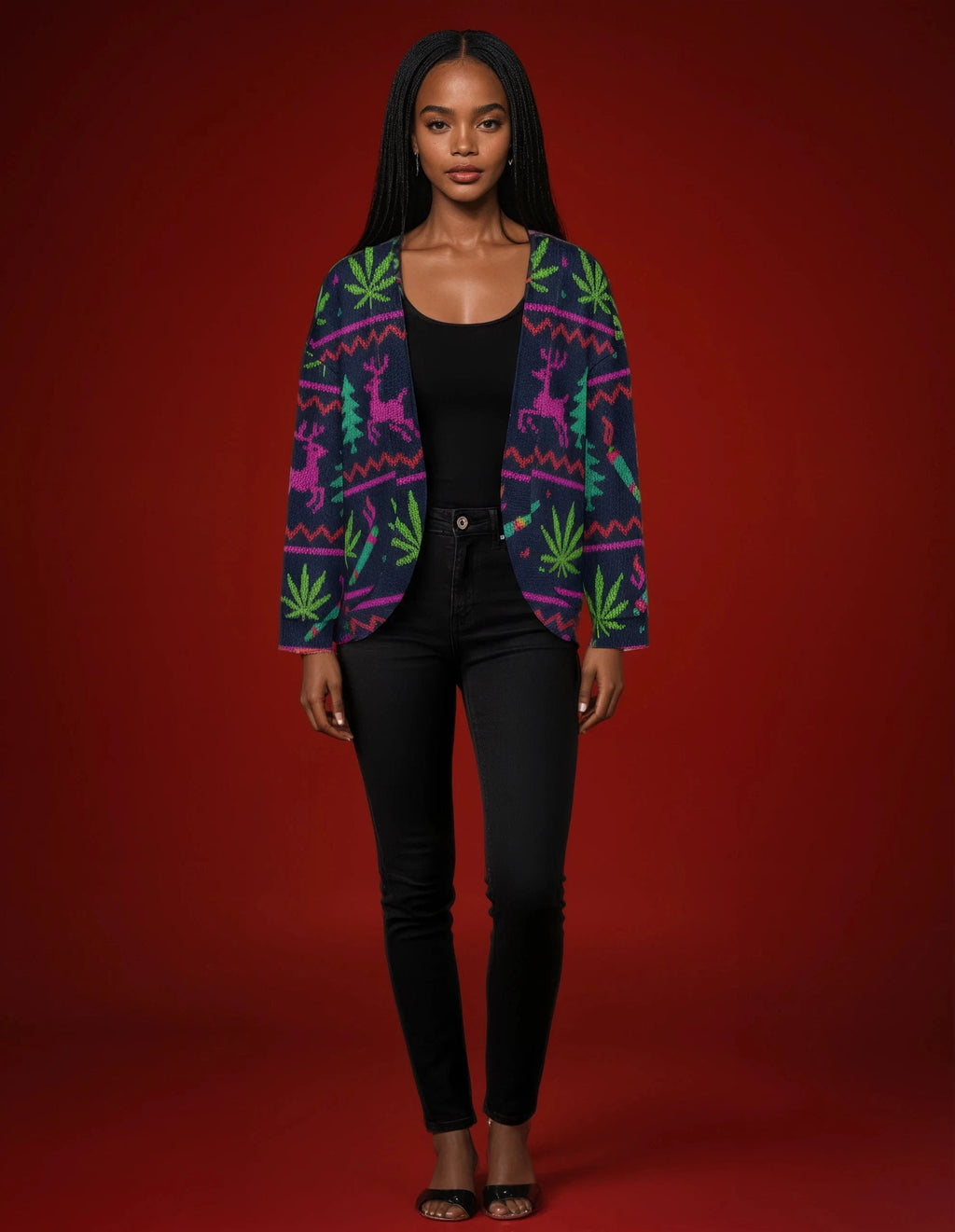 Neon Xmas Drop Shoulder Cardigan cardigan