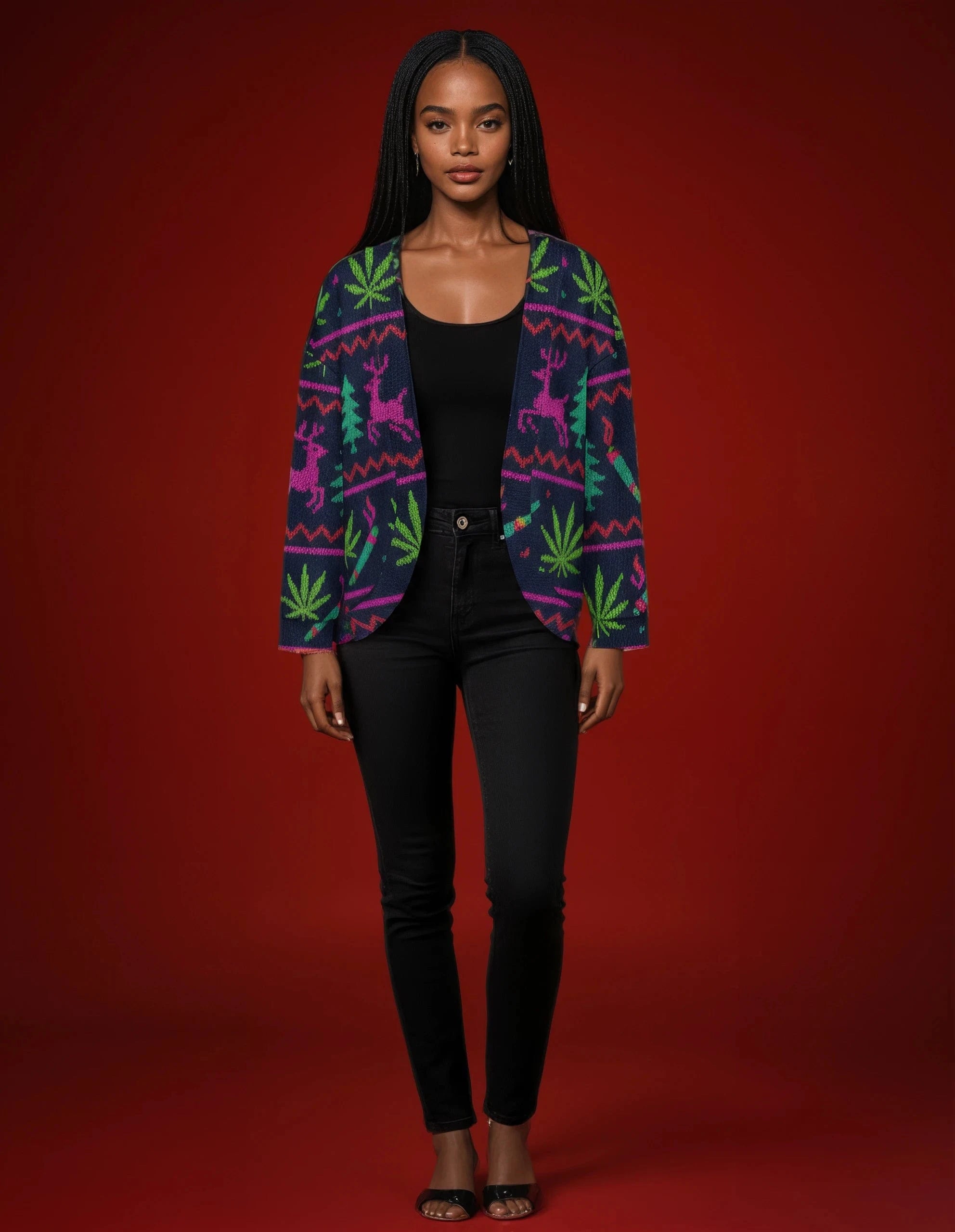 Neon Xmas Drop Shoulder Cardigan cardigan