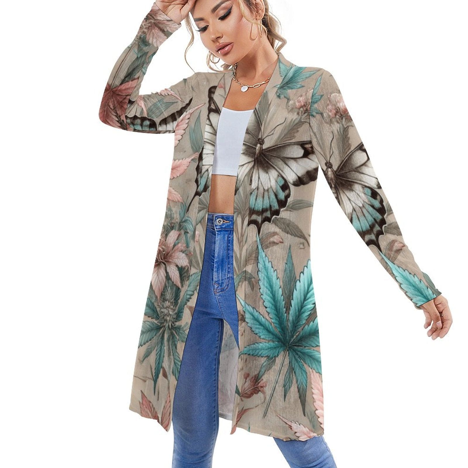 Fly Mid Length Cardigan White cardigan