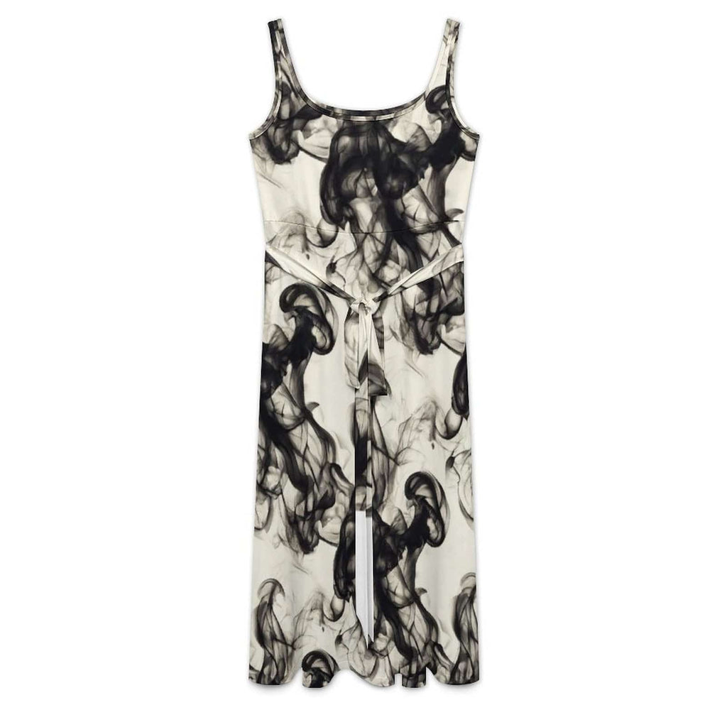 Smokey Tie Waist Sleeveless Dress dress