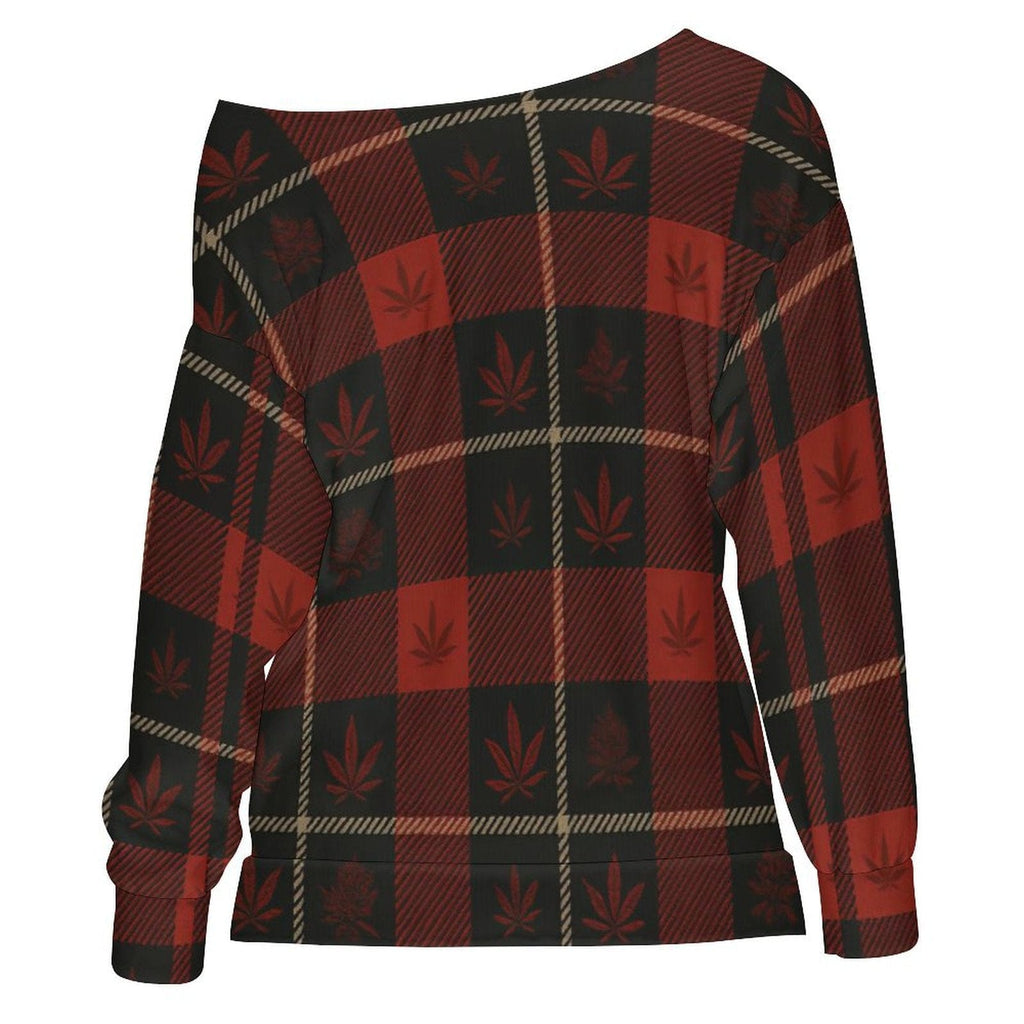 Buffalo Check Off Shoulder Sweatshirt off shoulder