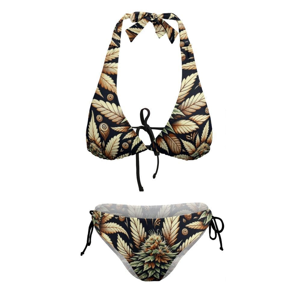 Batik Buds Halter Bikini High Waisted Flounce Bikini Set (S13)