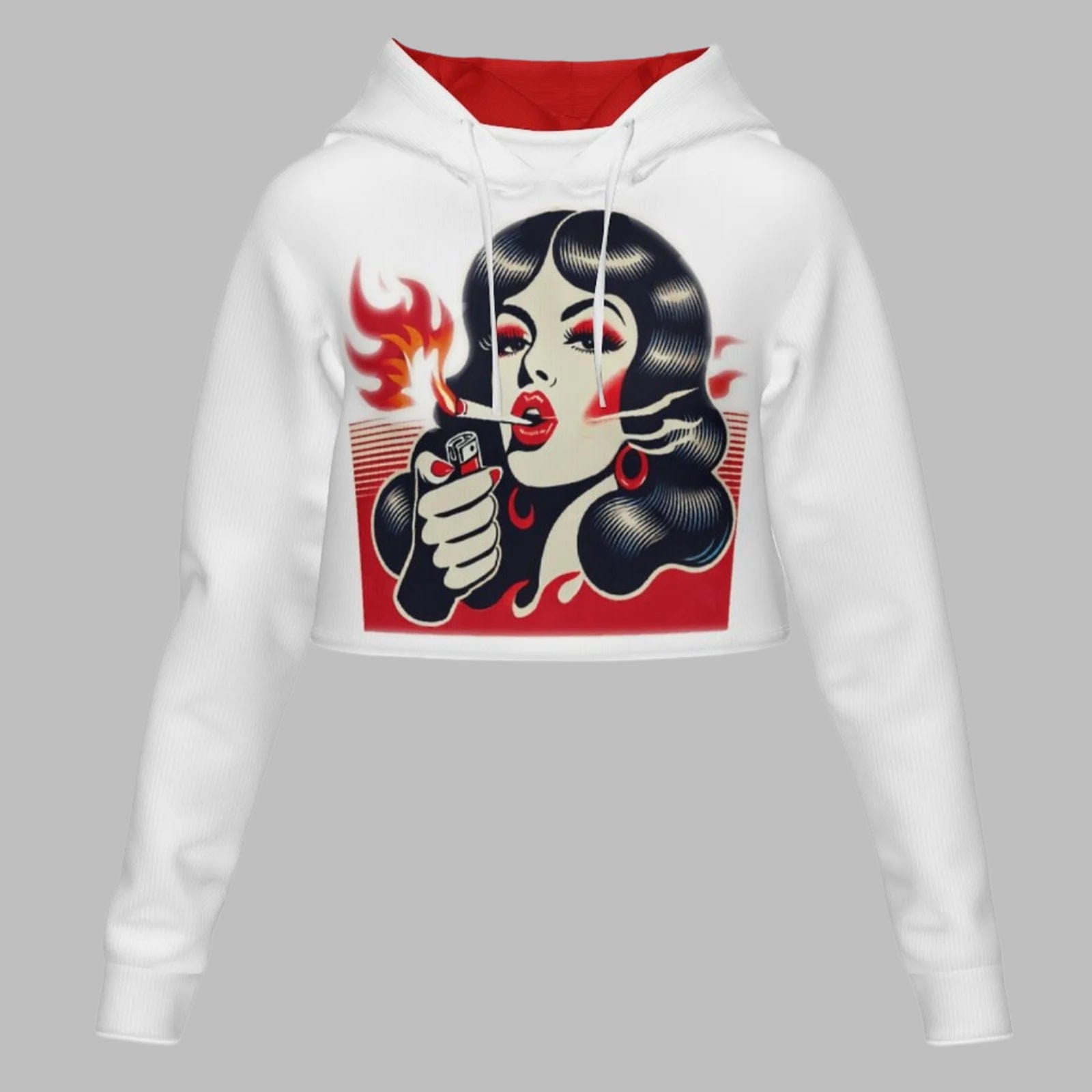 Burn 'Em Cropped Hoodie white Hoodie