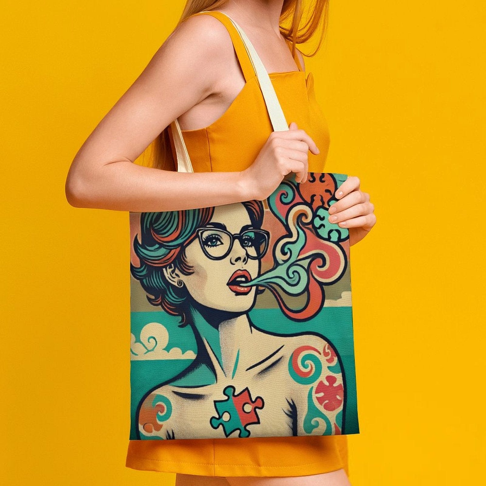 Jane Dope Wasaga Roxy graphic print canvas tote bag, front view