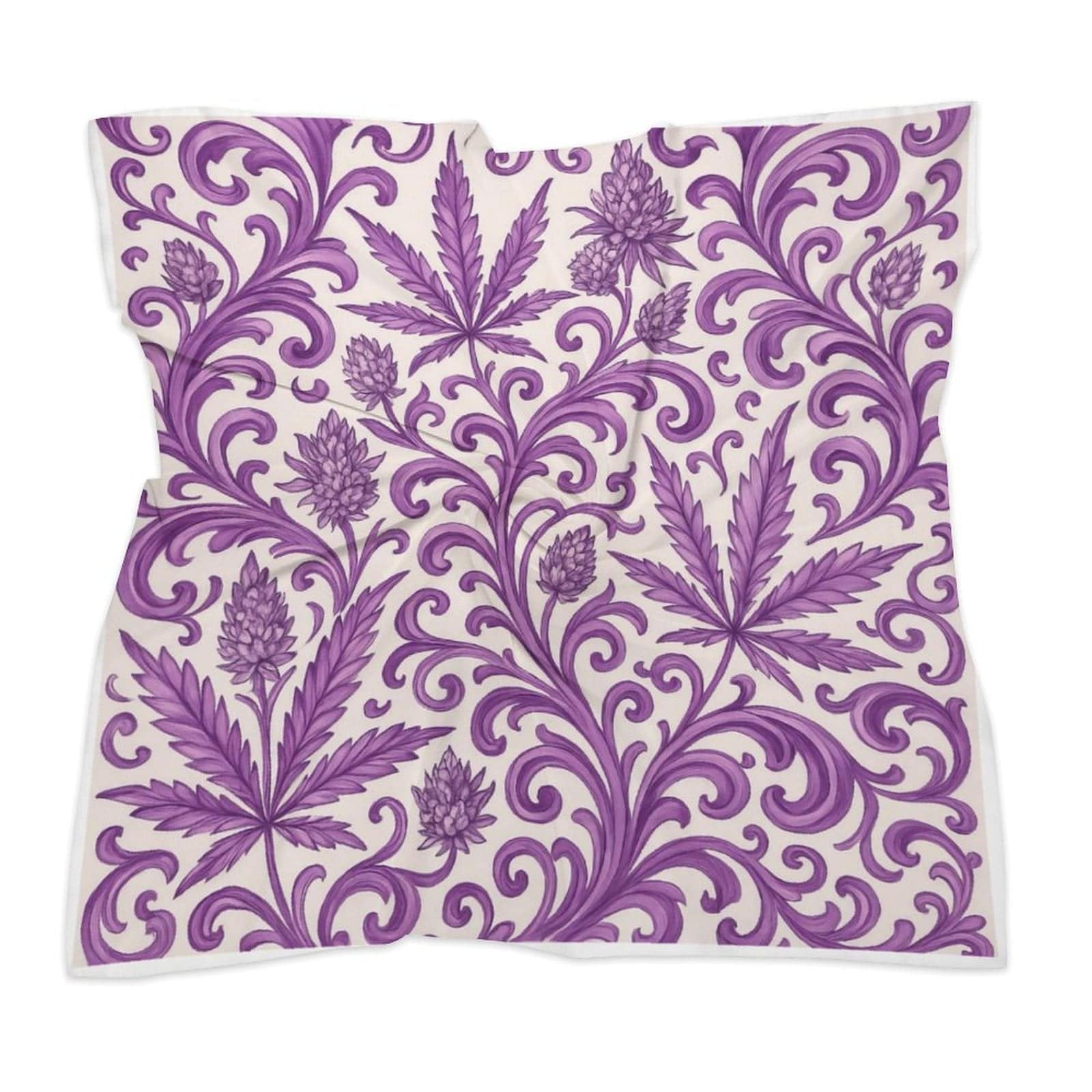 Jane Dope purple kush print kerchief scarf, draped view
