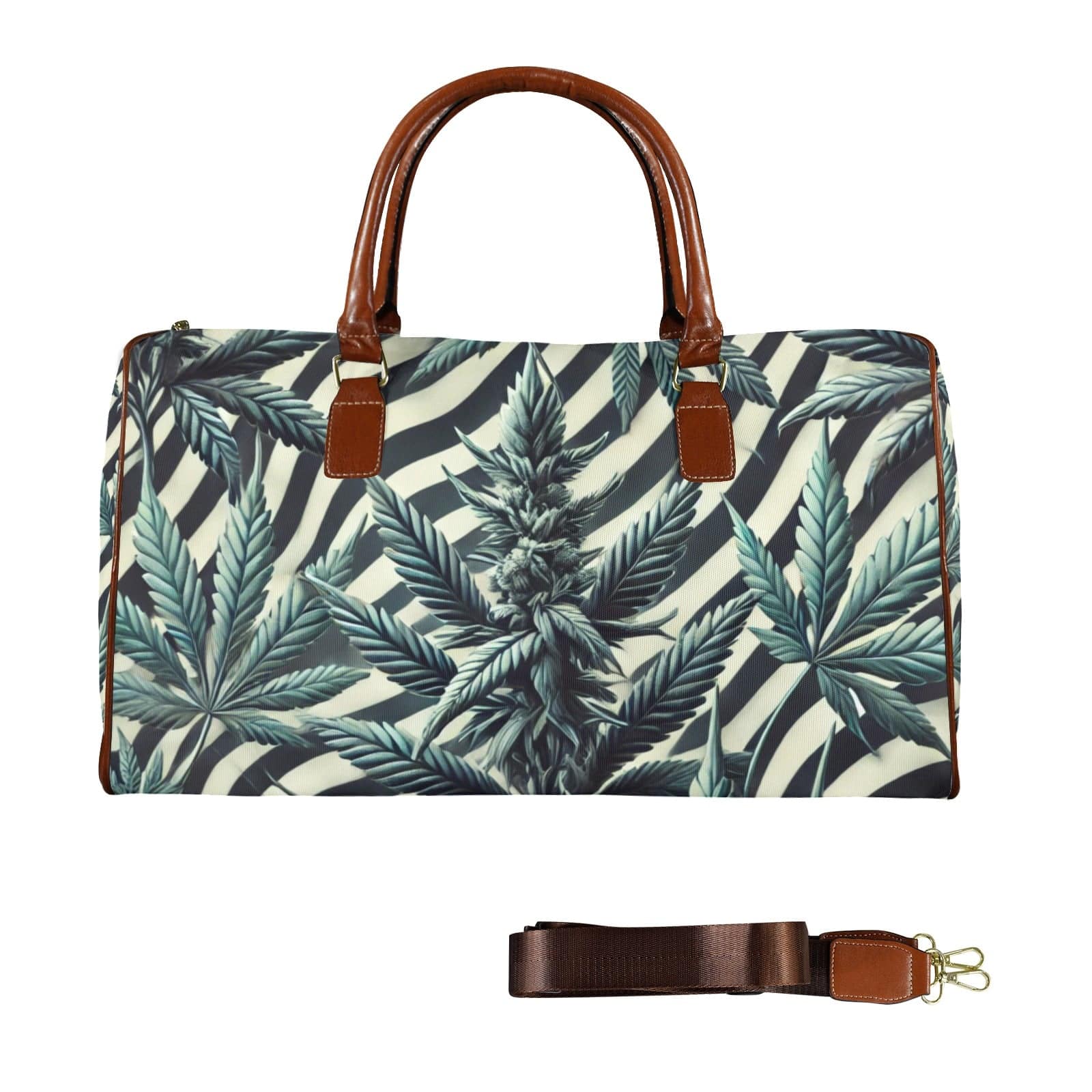 Zabra Stripes & Buds Lux XL Bag One Size Large Capacity Travel Bag-L-Brown (1737)