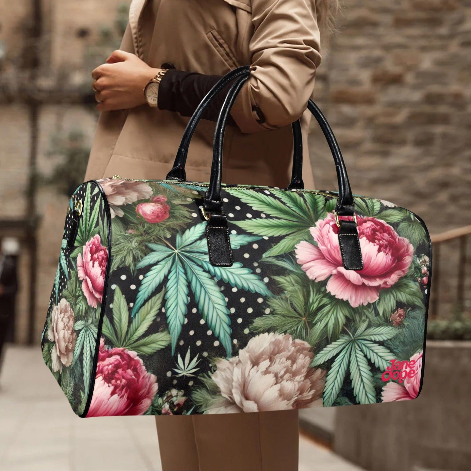 Peony & Pot XL Lux Bag - Leathery Leather Travel Bag-Large (Short Patch) (1735)