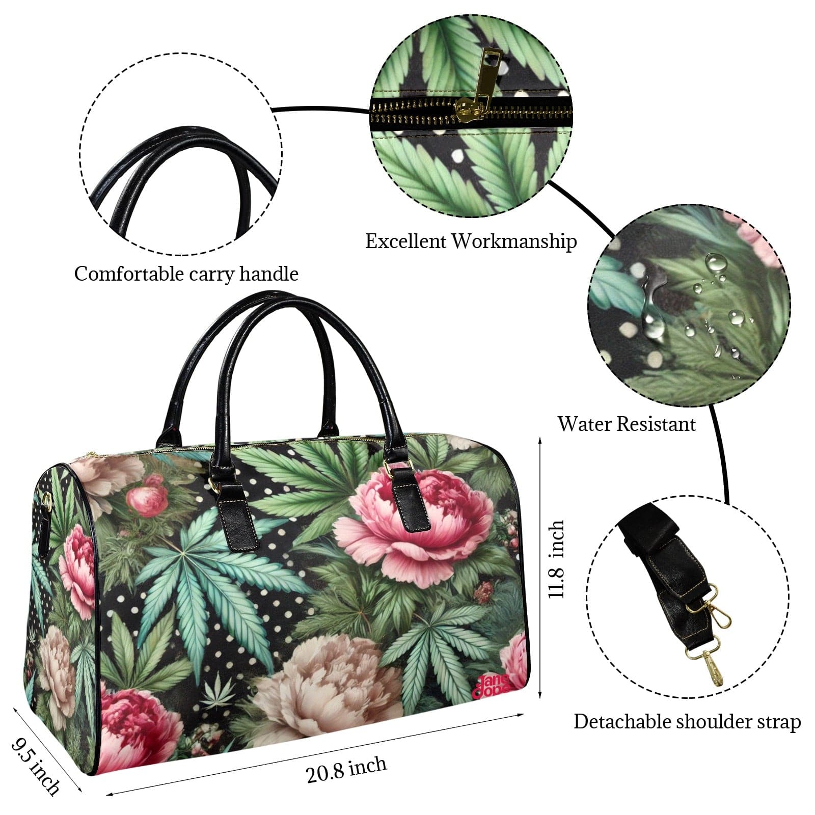 Peony & Pot XL Lux Bag - Leathery Leather Travel Bag-Large (Short Patch) (1735)