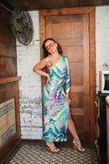 Cola Love One-Shoulder Slit Maxi Dress long dress