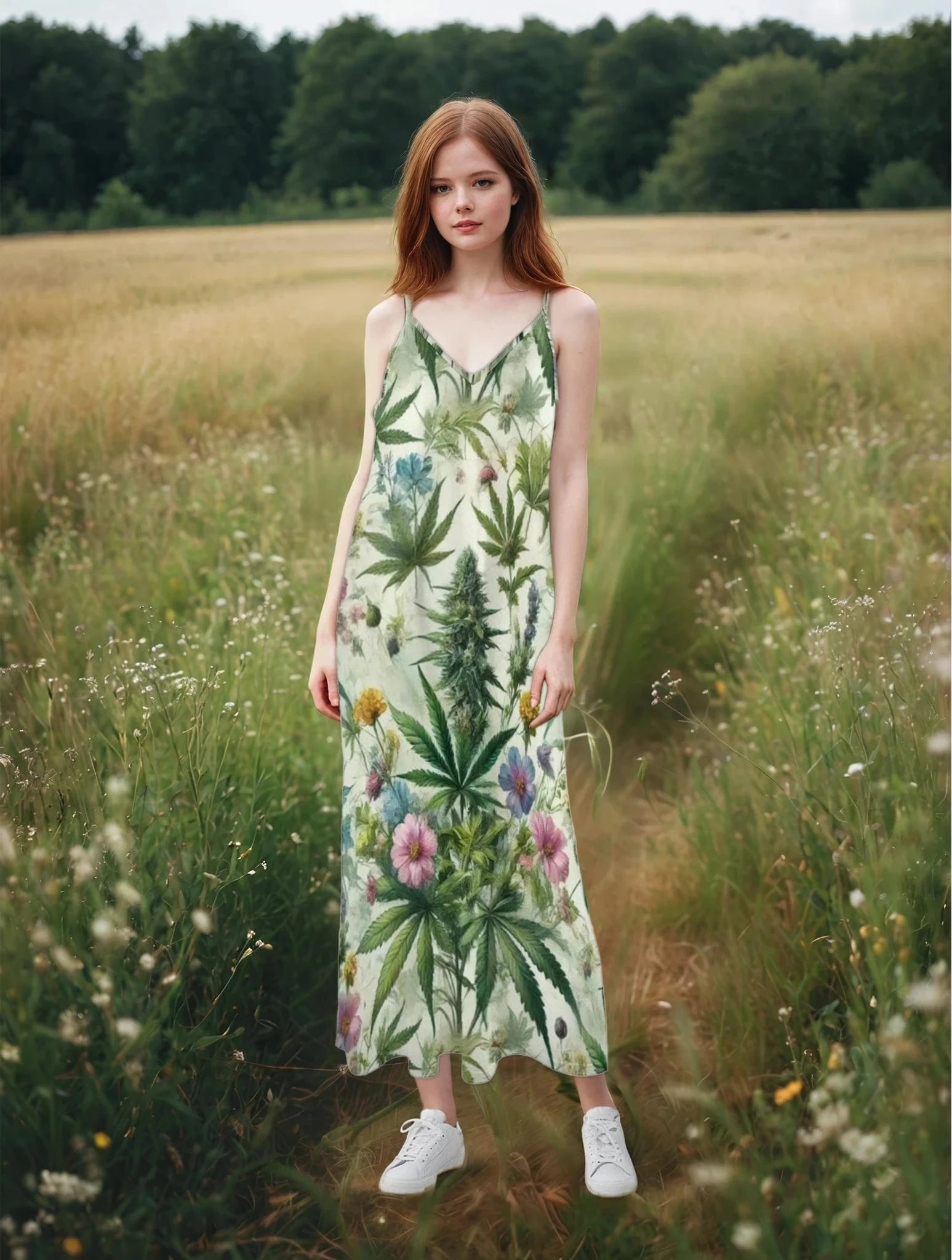 HER.B Garden Long Spaghetti Strap Dress long dress