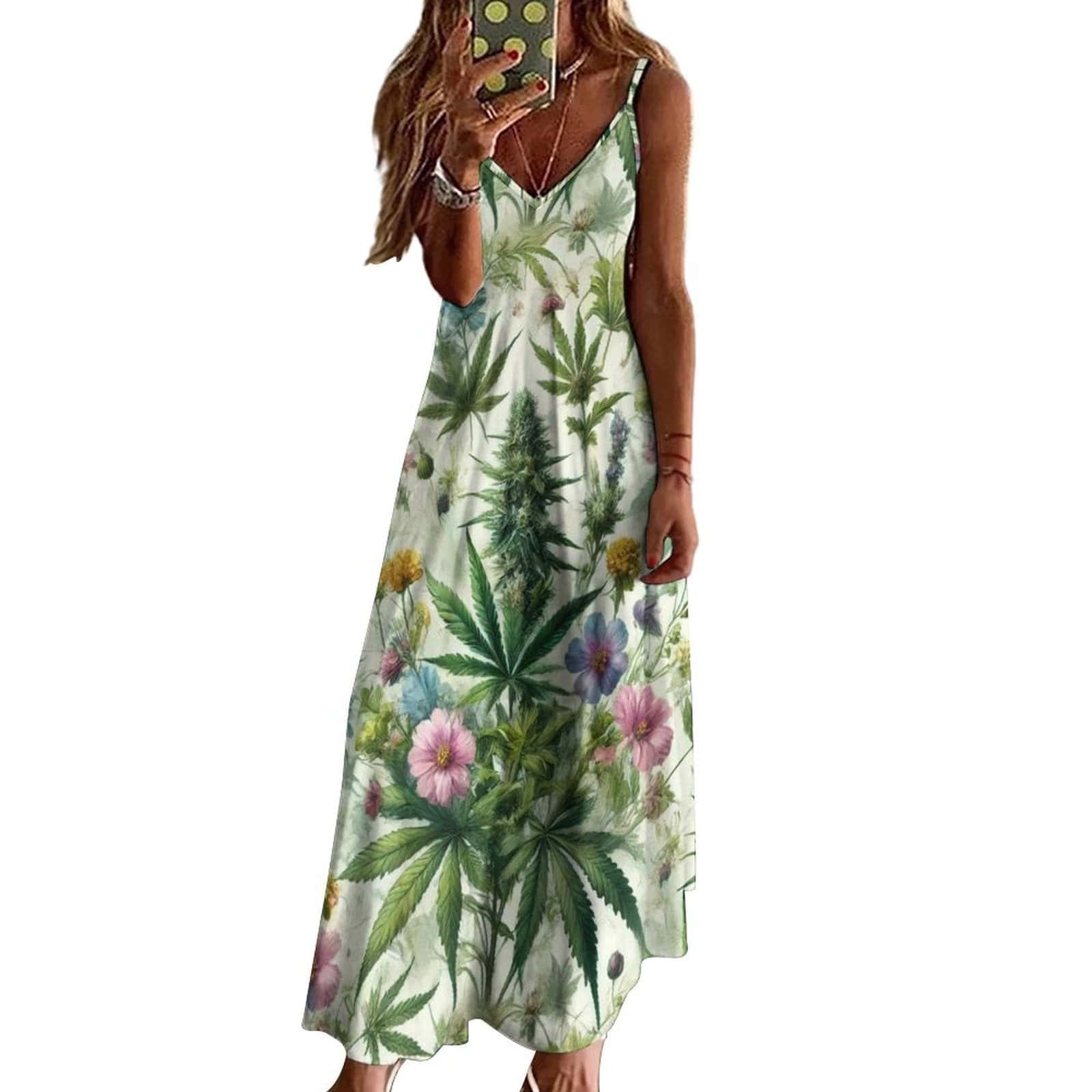 HER.B Garden Long Spaghetti Strap Dress long dress