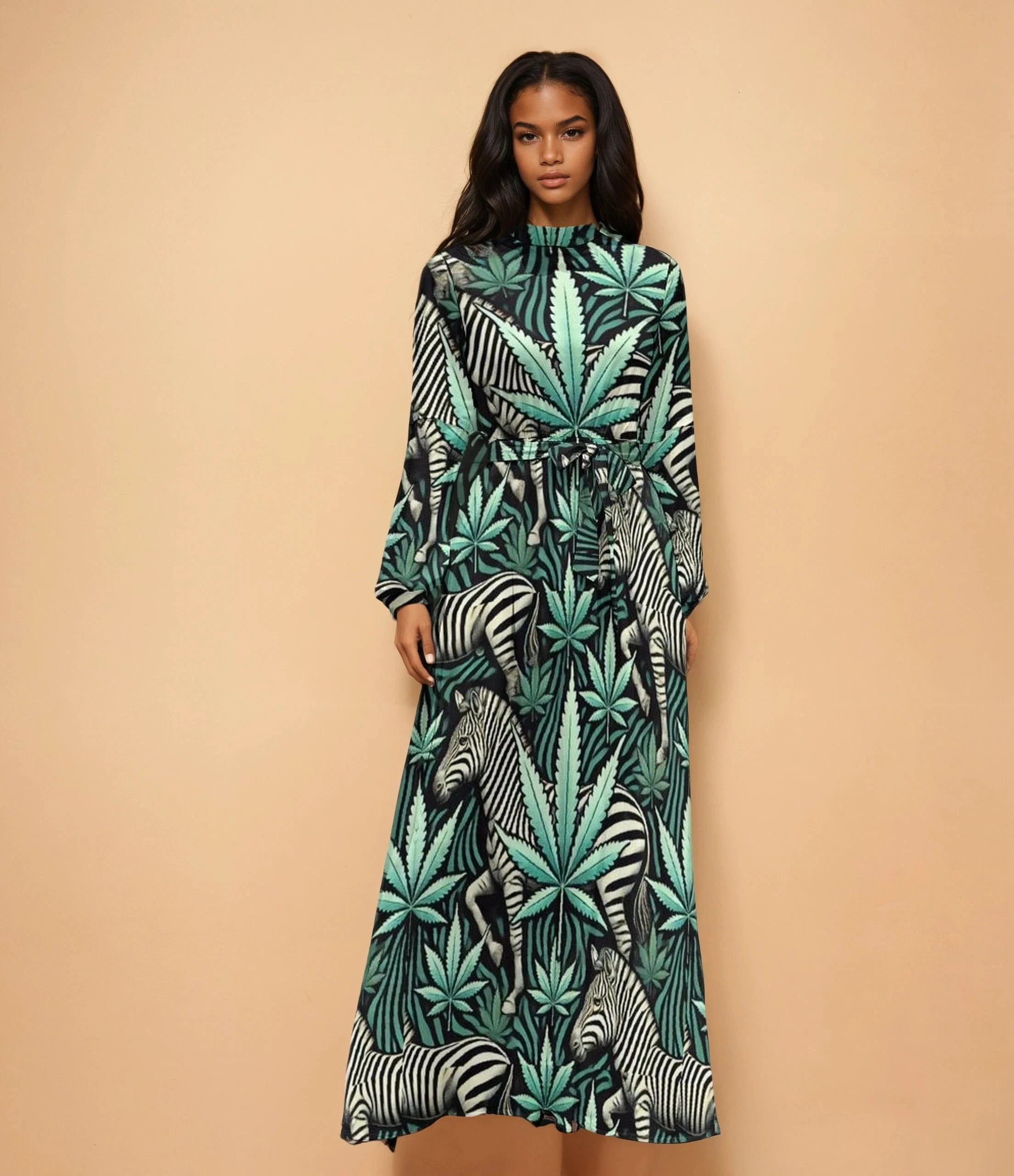 Zabra High Neck Long Dress white XS long dress