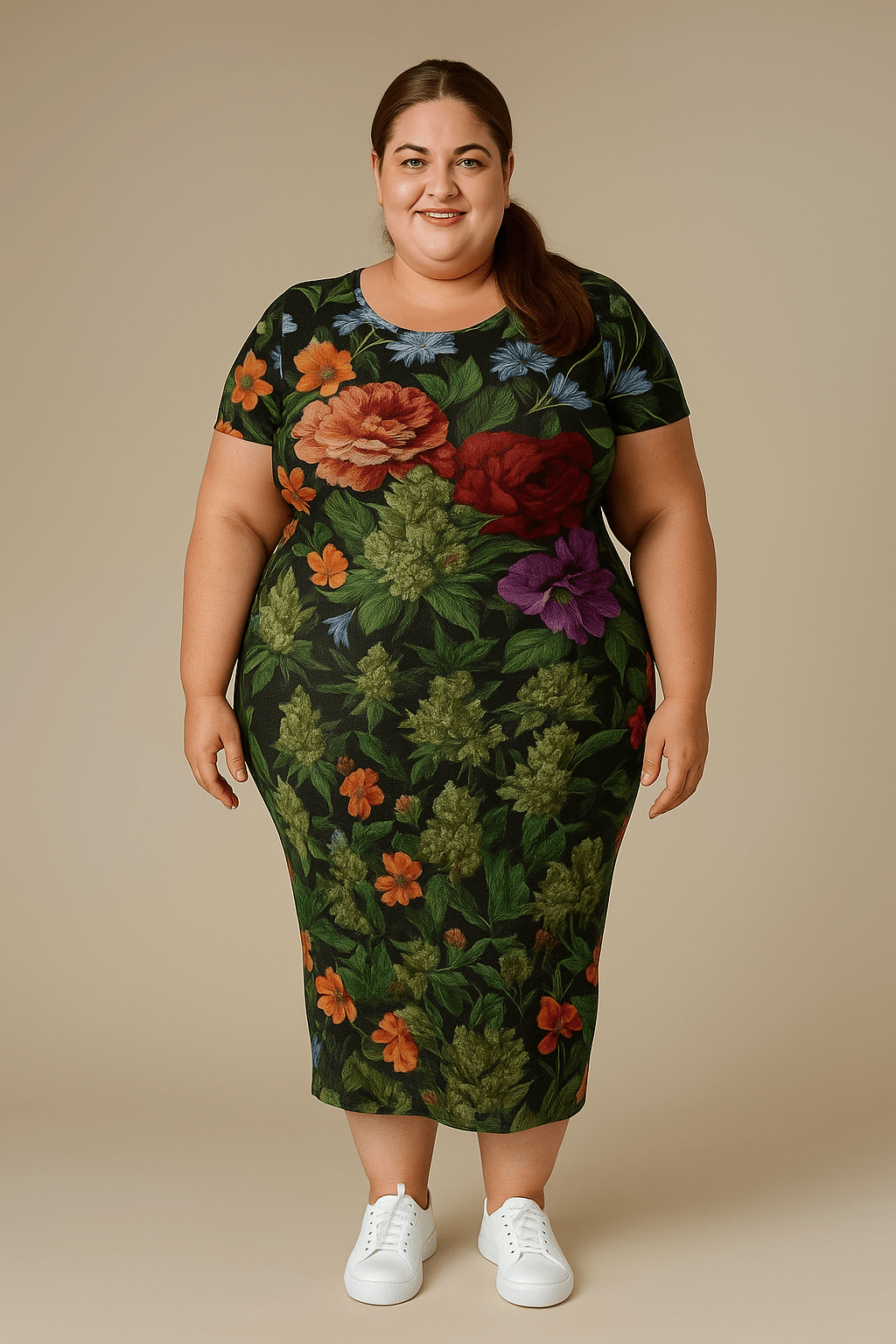 Bloom Bodycon Maxi Plus Dress midi dress