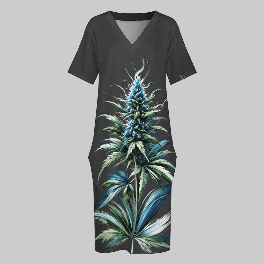 Blue Dream Pocket Tee Dress — flat lay front