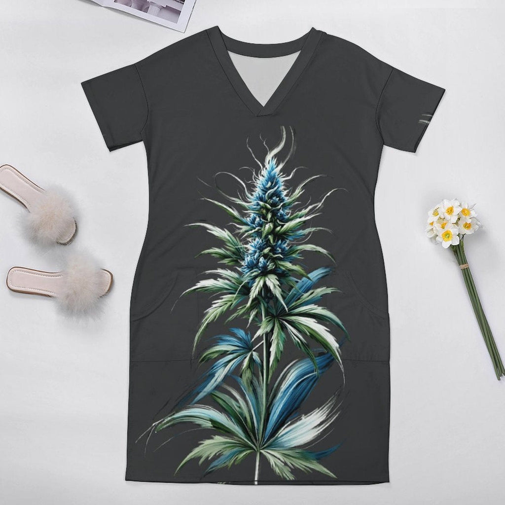 Blue Dream Pocket Tee Dress — back view