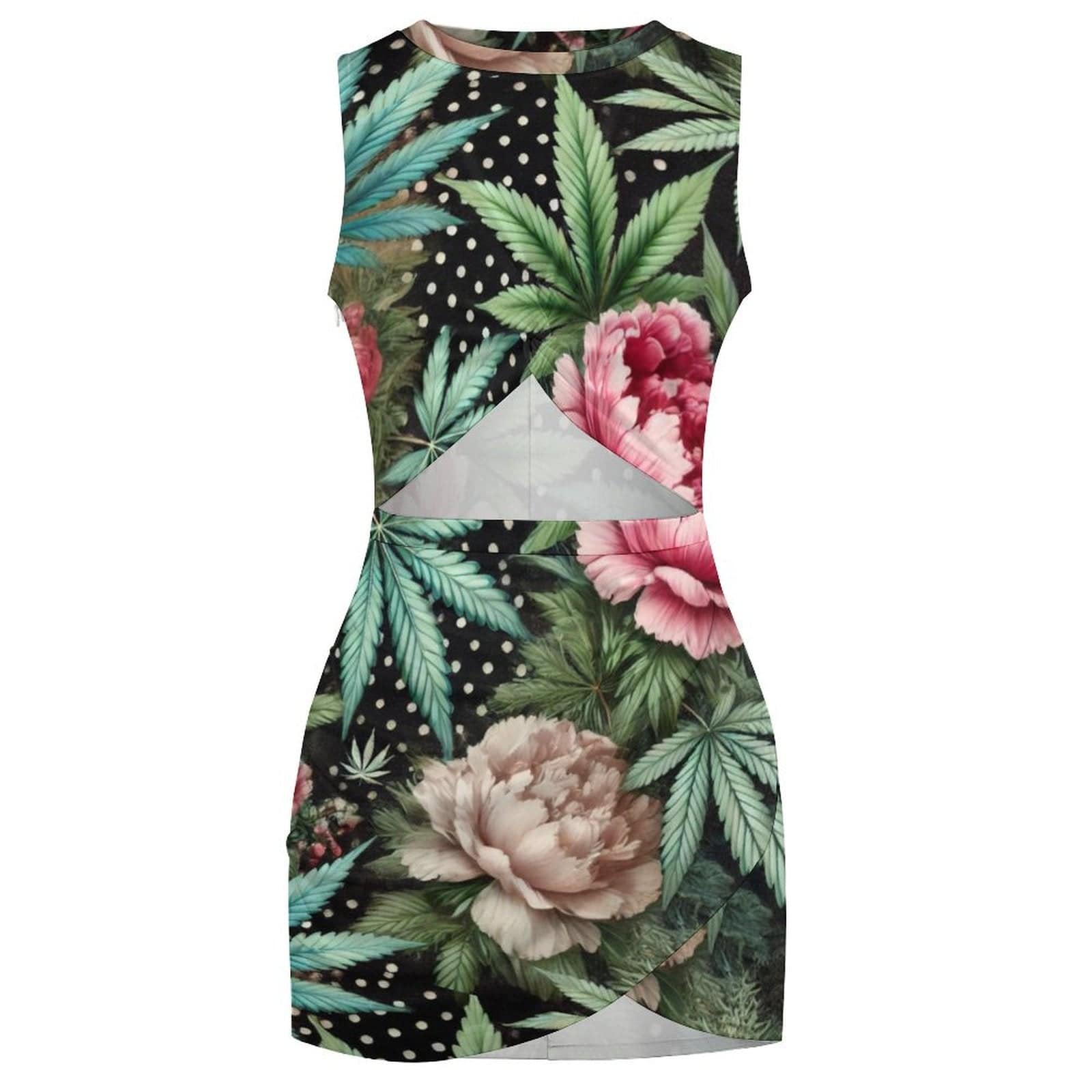PEONY & POT SLIM CROSS-FIT CUTOUT DRESS mini dress
