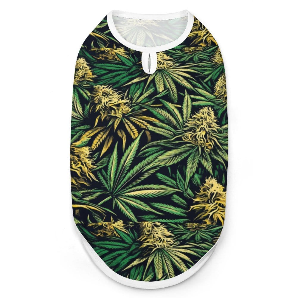 Poochie Vest Big Buds Pooch vest Full Print Pet Vest White Pet Dog Round Neck Shirt