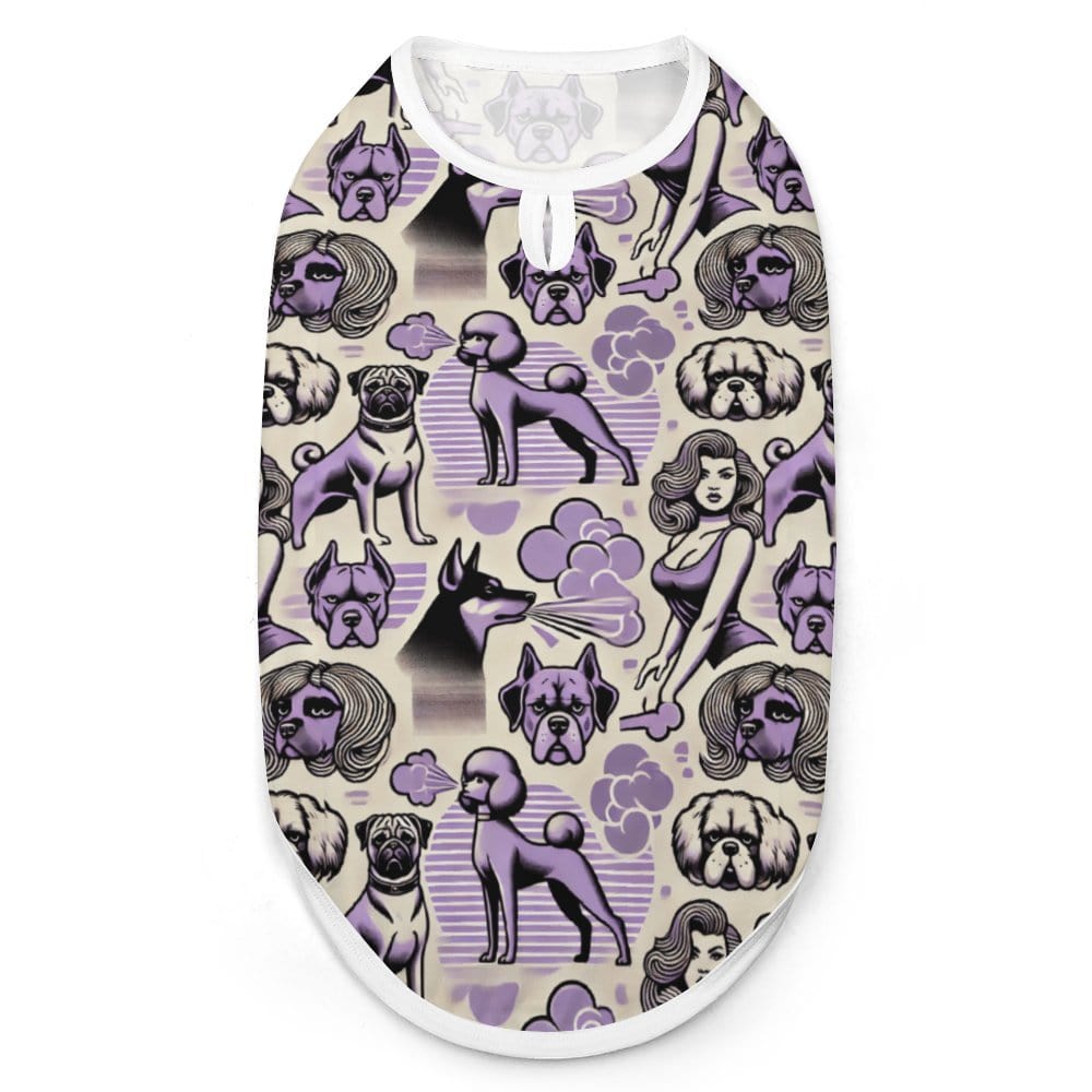 Poochie Vest Lilly Pooch vest Full Print Pet Vest White Pet Dog Round Neck Shirt