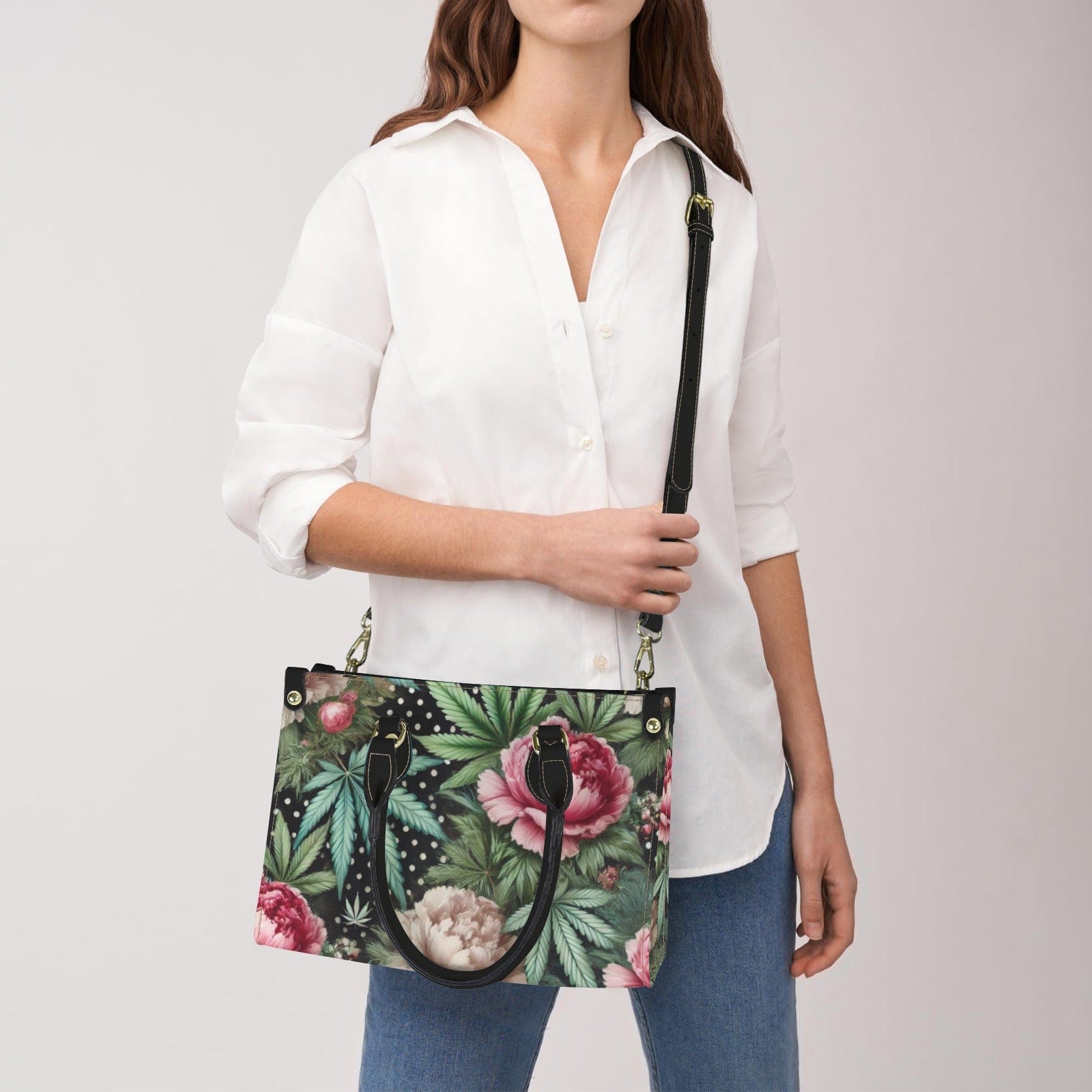 Peony & Pot Mini Leathery Burk PU Leather Handbag-Small (1747)