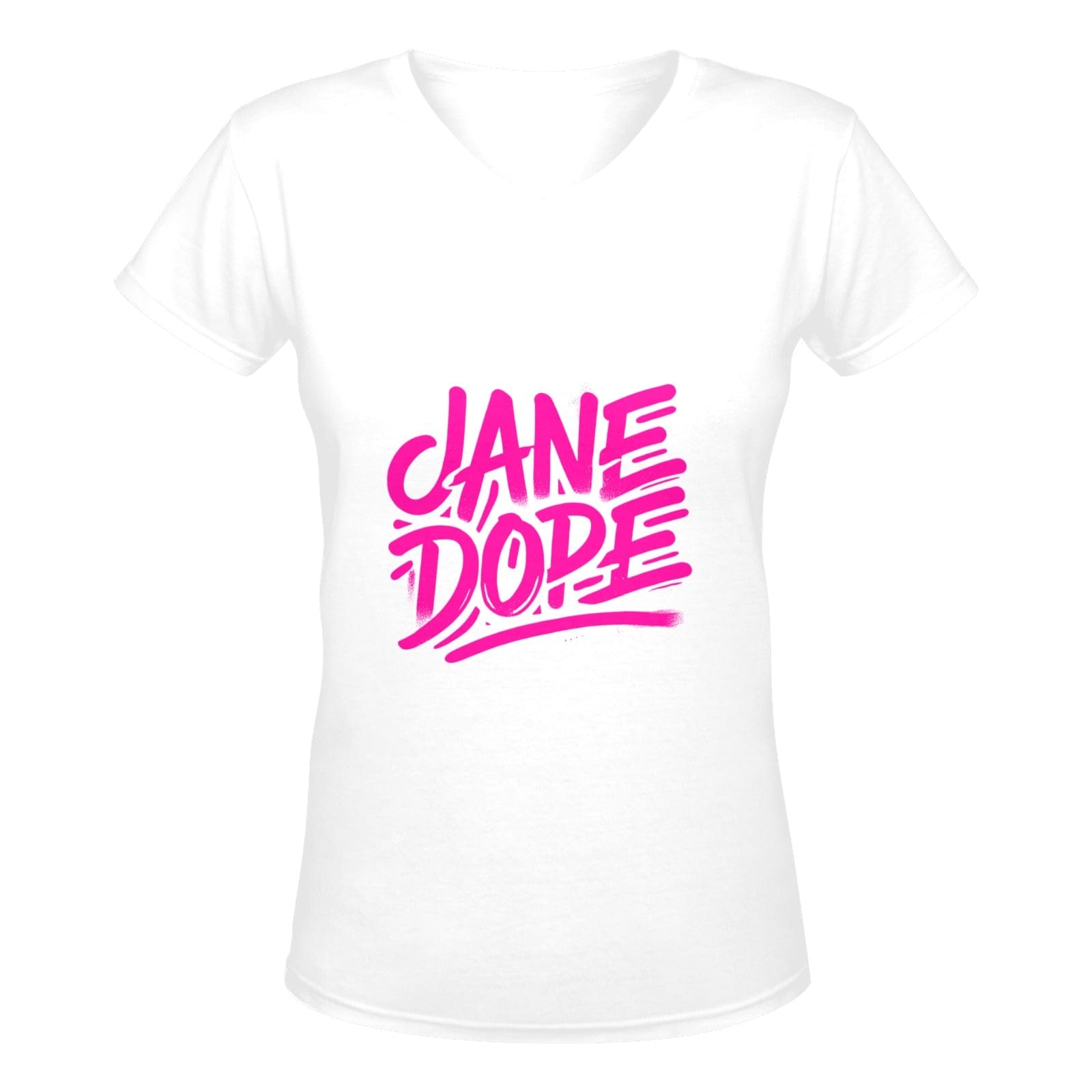 Jane Dope's Fave T JANE DOPE GRAFF WHITE Women's Deep V-neck T-shirt (Model T19)