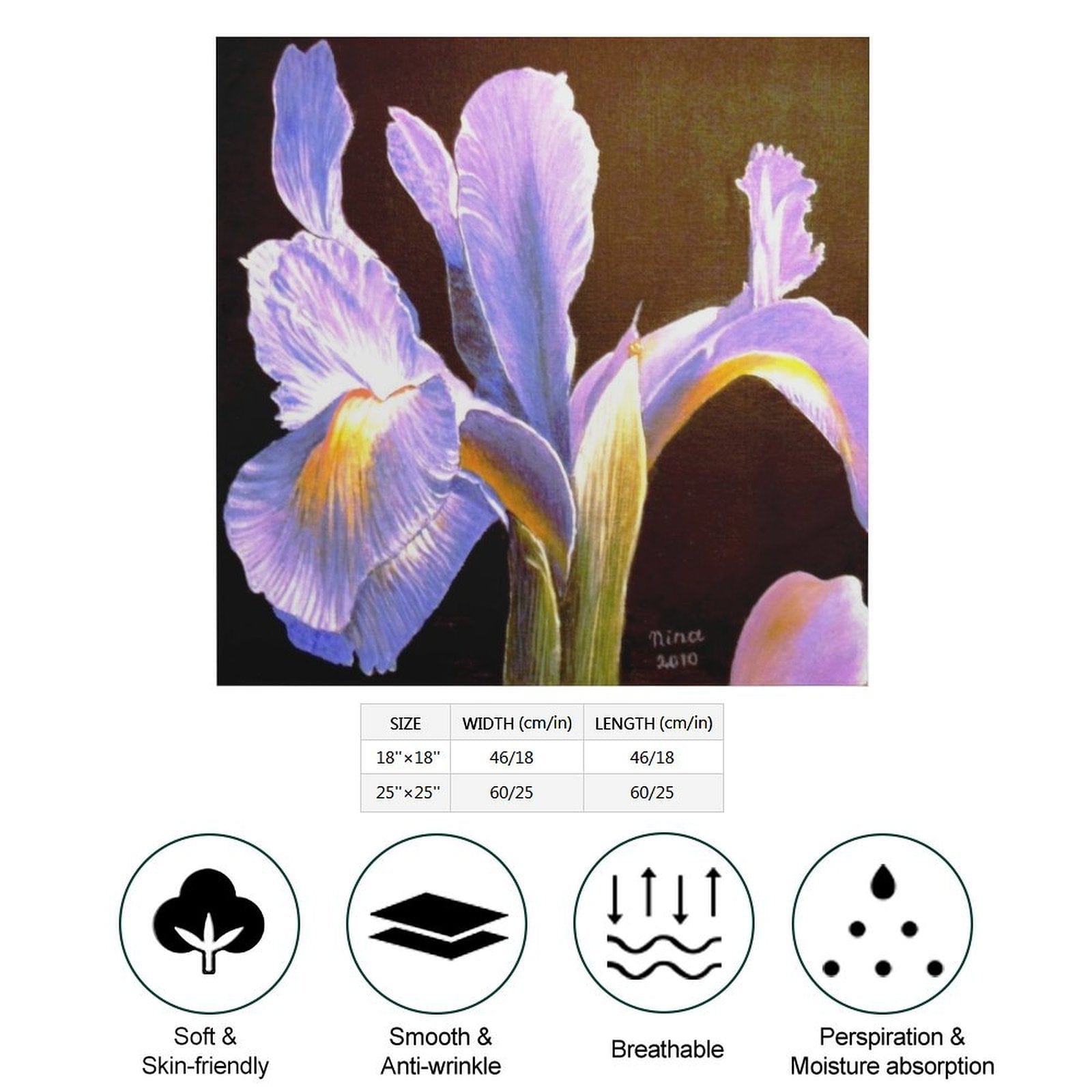 Iris Silky Scarf - Art by Nina Hod scarf