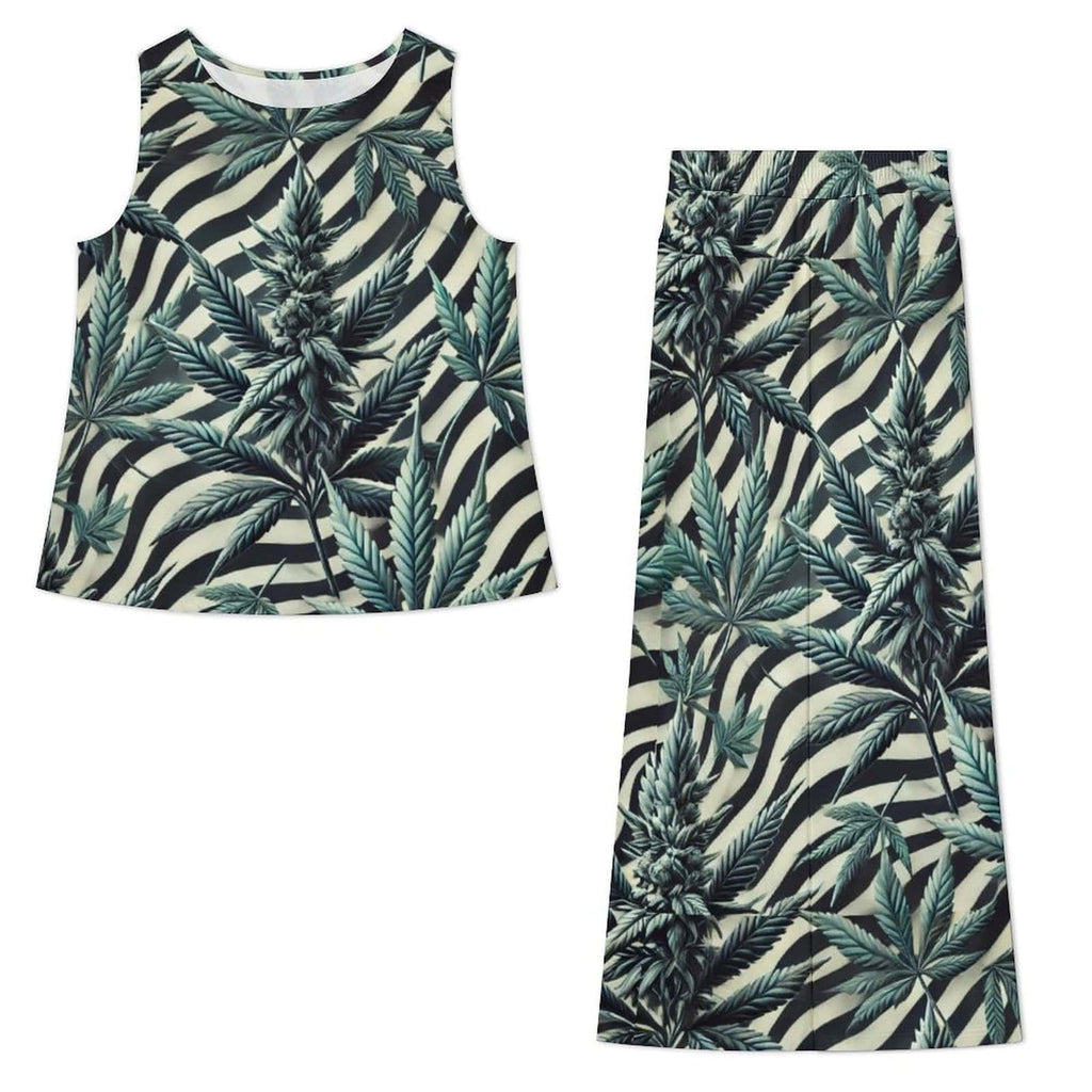 Stripes & Buds Zabra Chiffon Set white sesh set