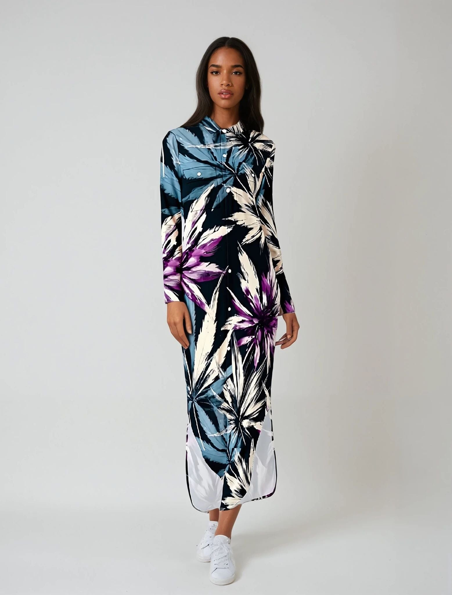 Indigo Haze Long Shirt Dress Shirt dress