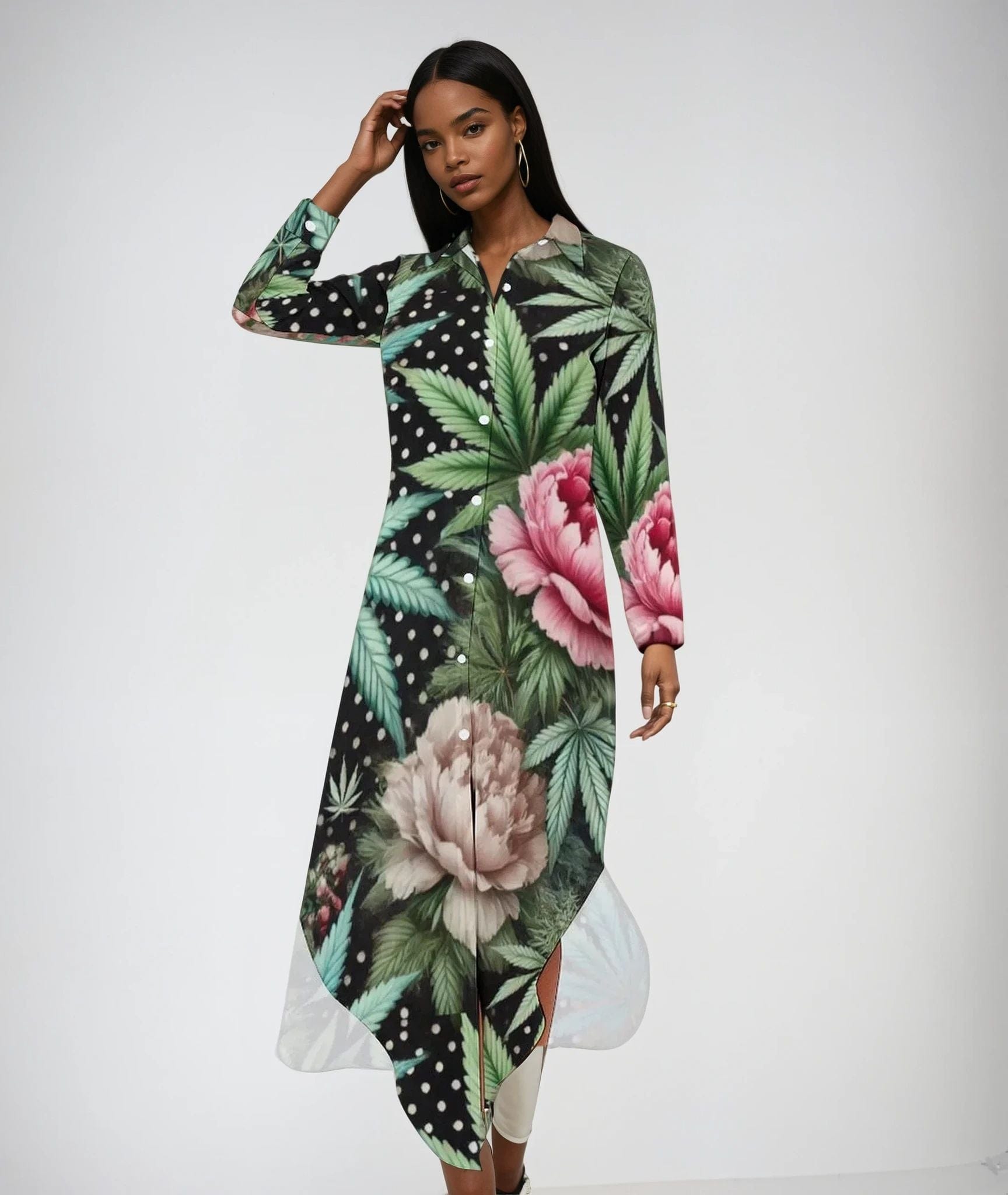 Peony & Pot Shirt Dress Shirt dress