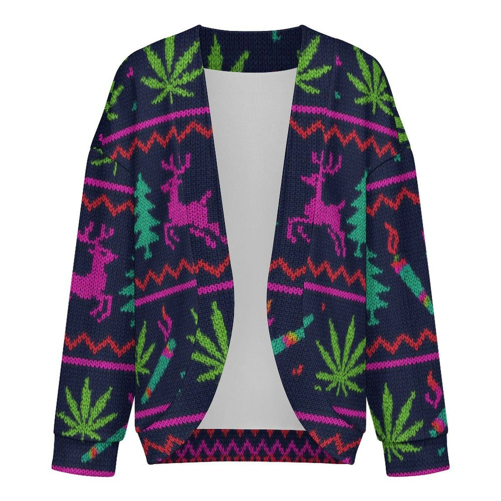 Neon Xmas Drop Shoulder Cardigan cardigan
