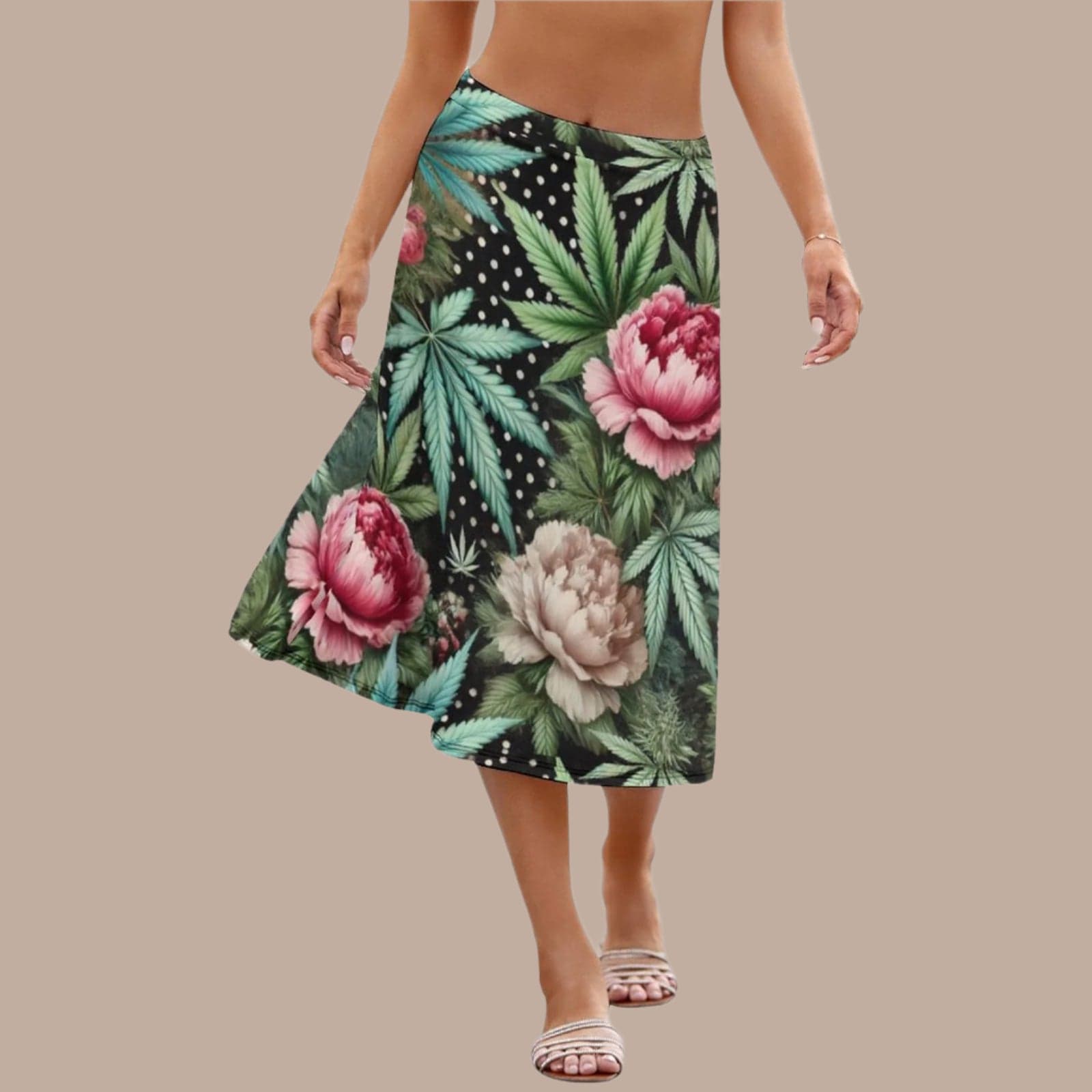 PEONY & POT MIDI SKIRT white skirt
