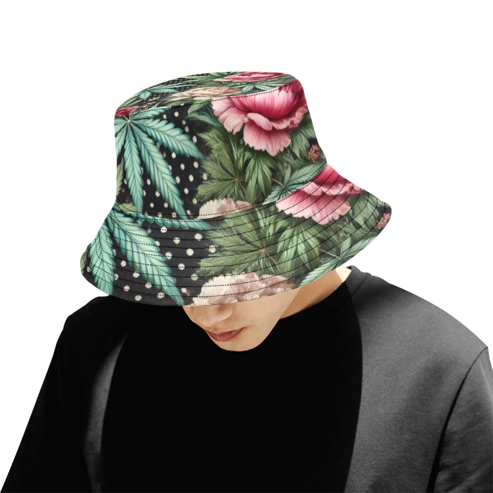 Peony & Pot Bucket Hat One Size Summer Bucket Hat