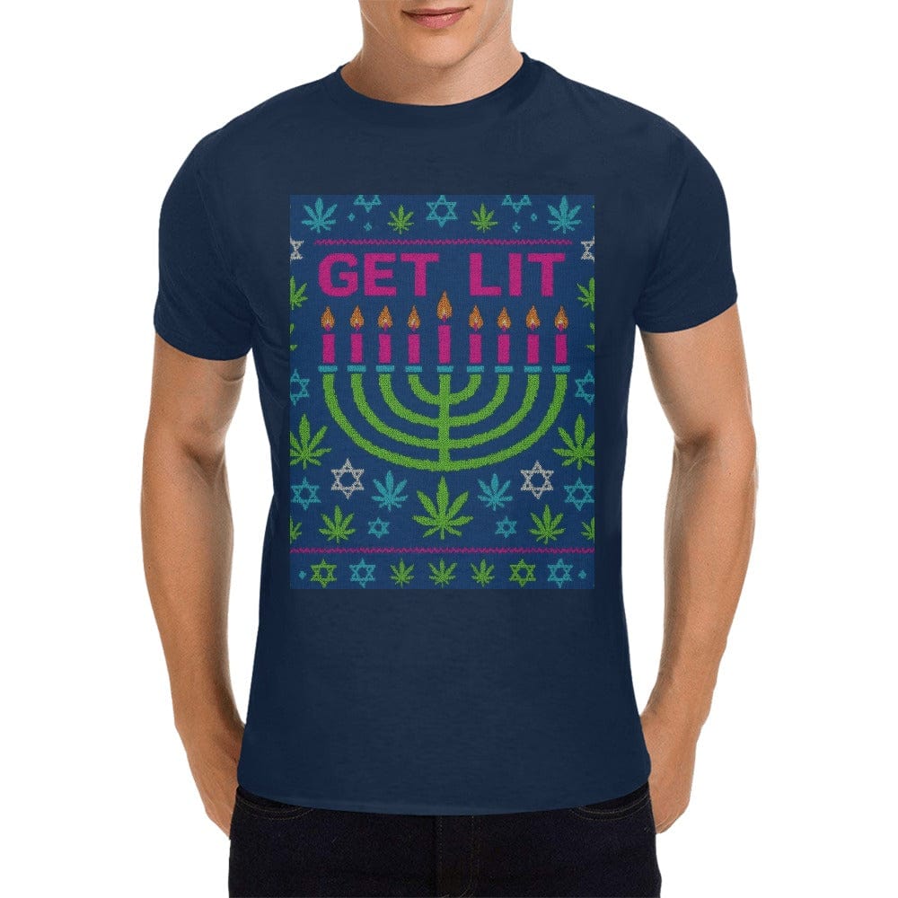 Get Lit Hanukkah Men's T Sunny Men's T-shirt (One Side) (T02)