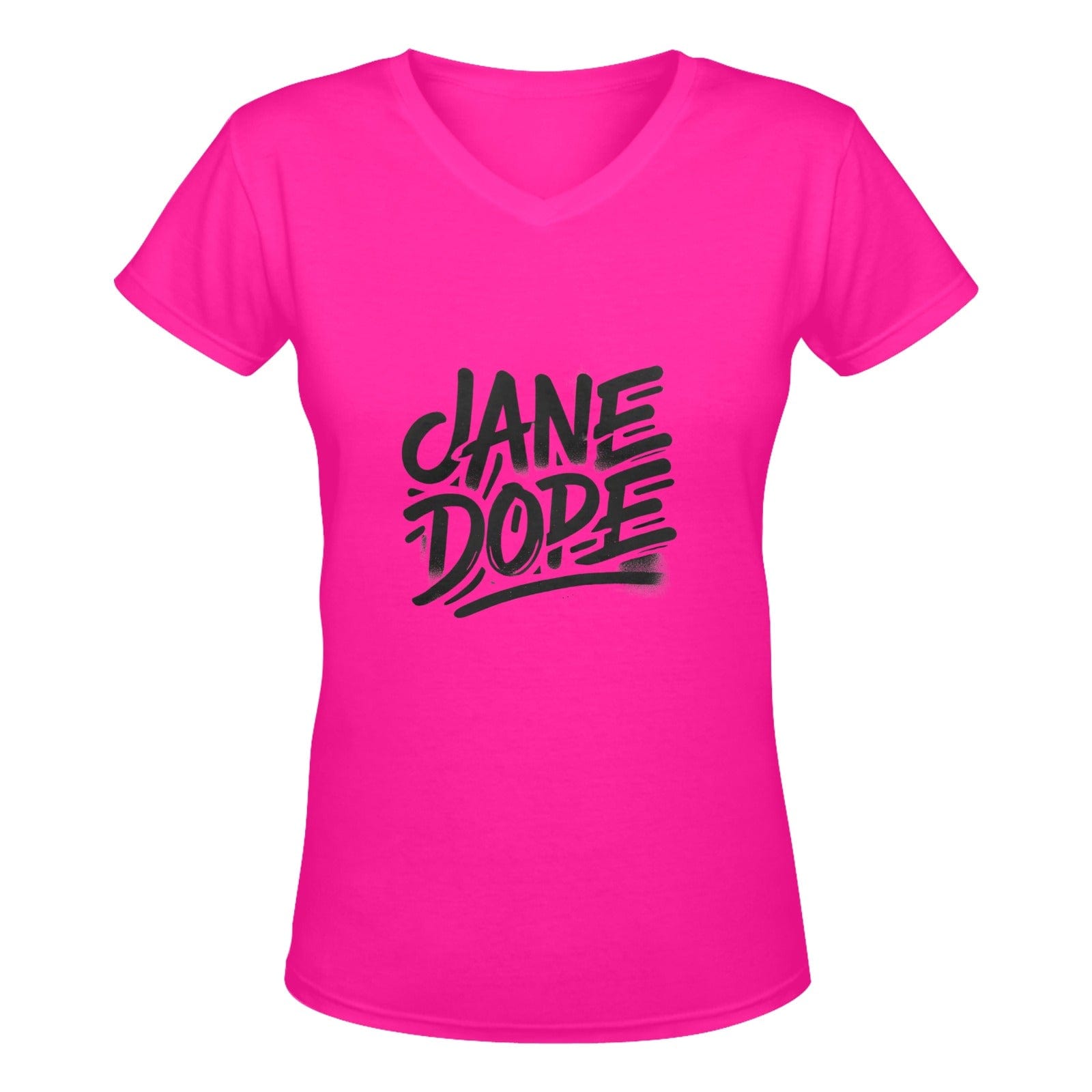 Jane Dope's Fave T hot pink nug Women's Deep V-neck T-shirt (Model T19) T-Shirt