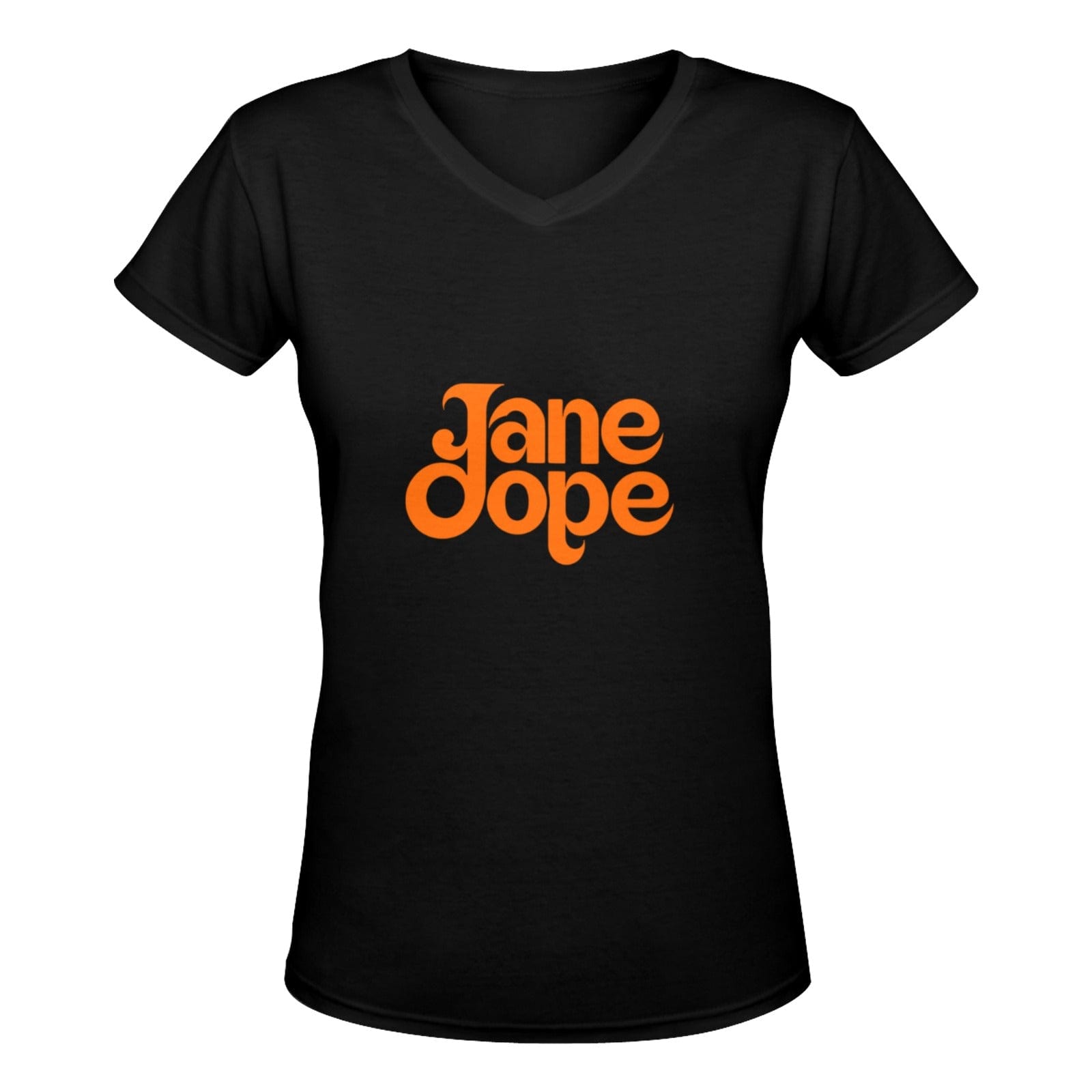 Jane Dope's Fave T jane dope logo orange Women's Deep V-neck T-shirt (Model T19) T-Shirt
