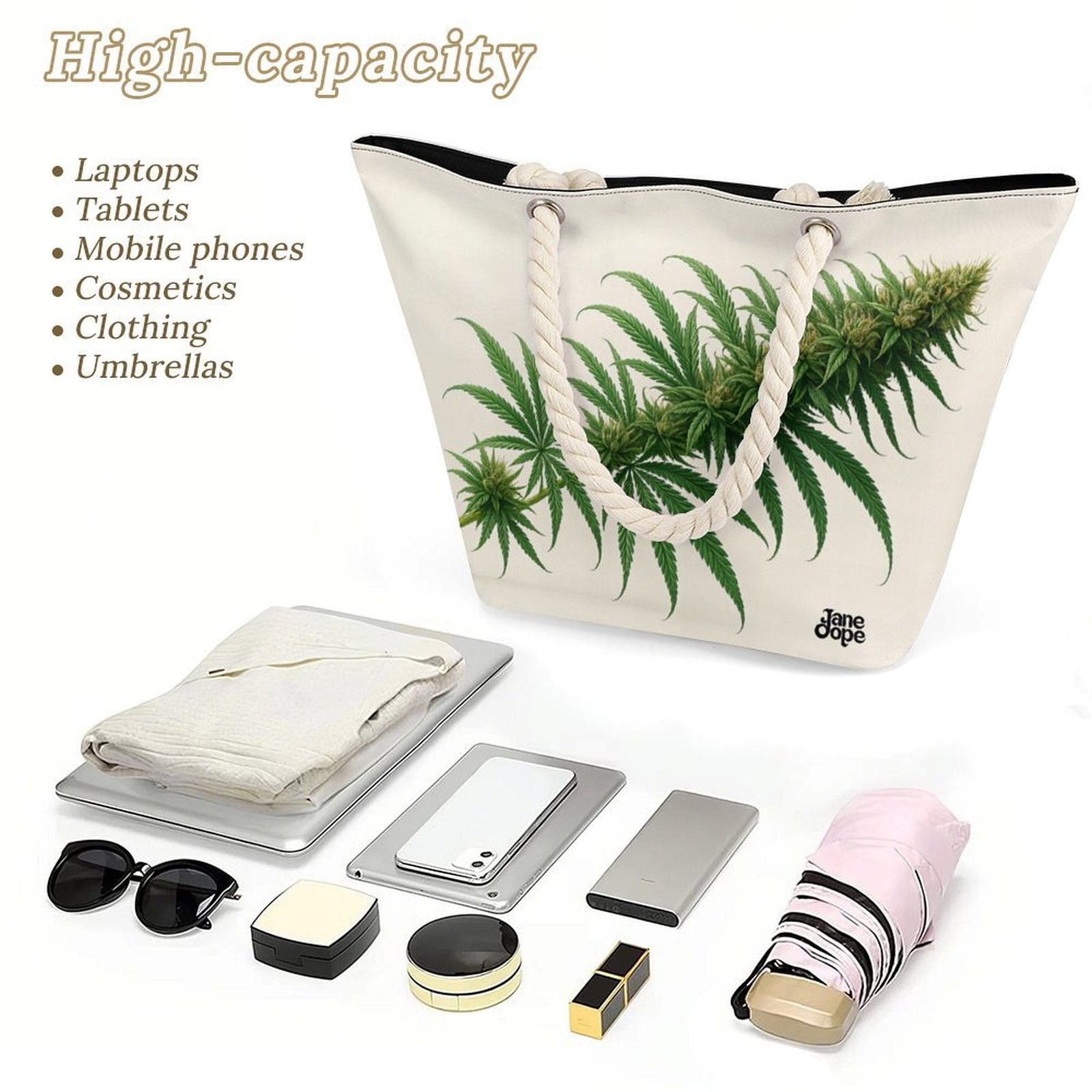Flora Hemp rope tote bag Tote Handbags (1642)