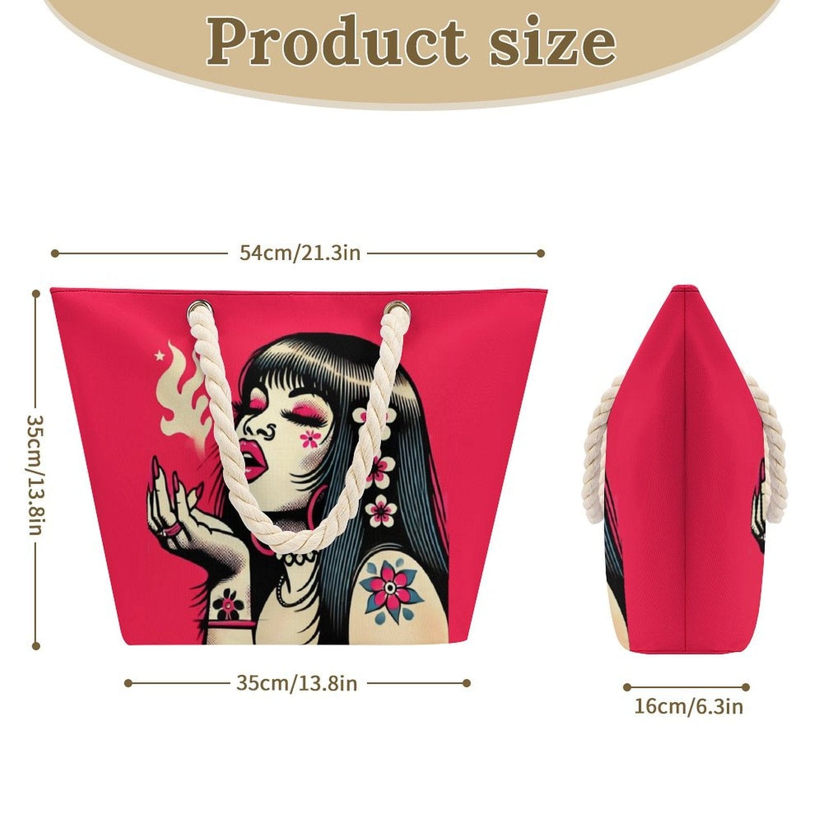 Pink Diesel Hemp rope tote bag Tote Handbags (1642)