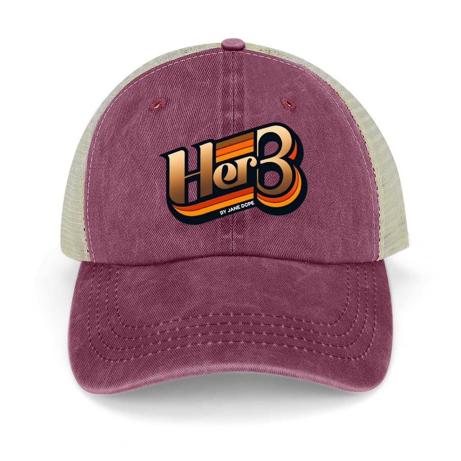 HER.B Denim Trucker Hat Wine red 16.5x12cm Trucker Hat