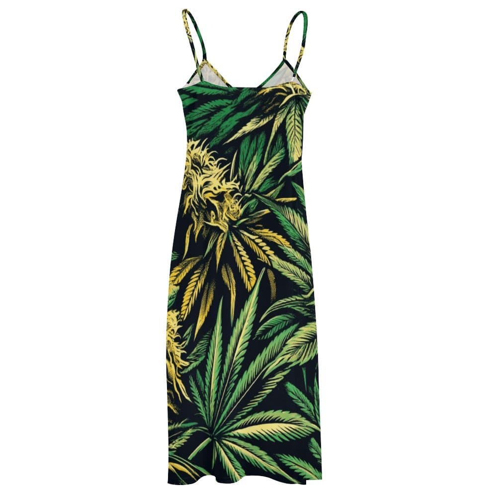 Big Buds Long Sleeveless Dress V-Neck Open Fork Long Dress( D18)