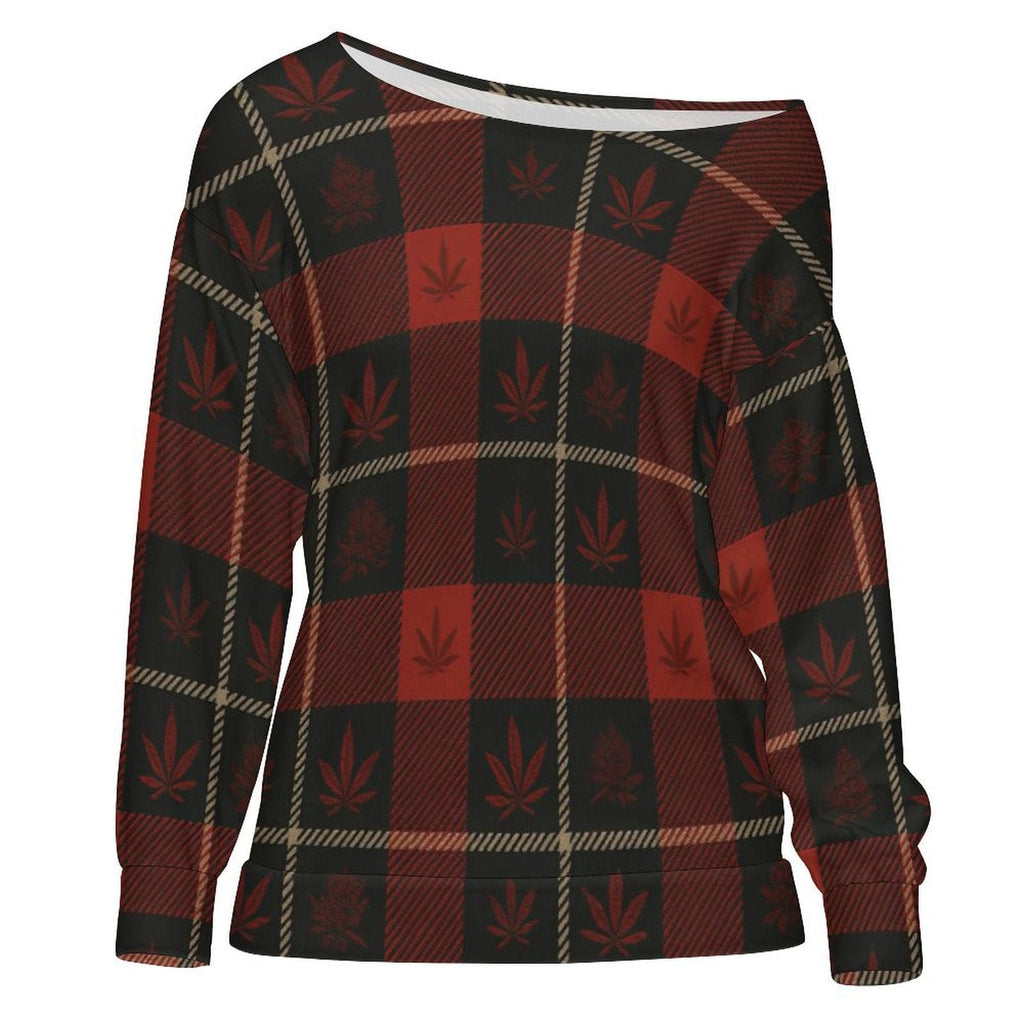 Buffalo Check Off Shoulder Sweatshirt white off shoulder