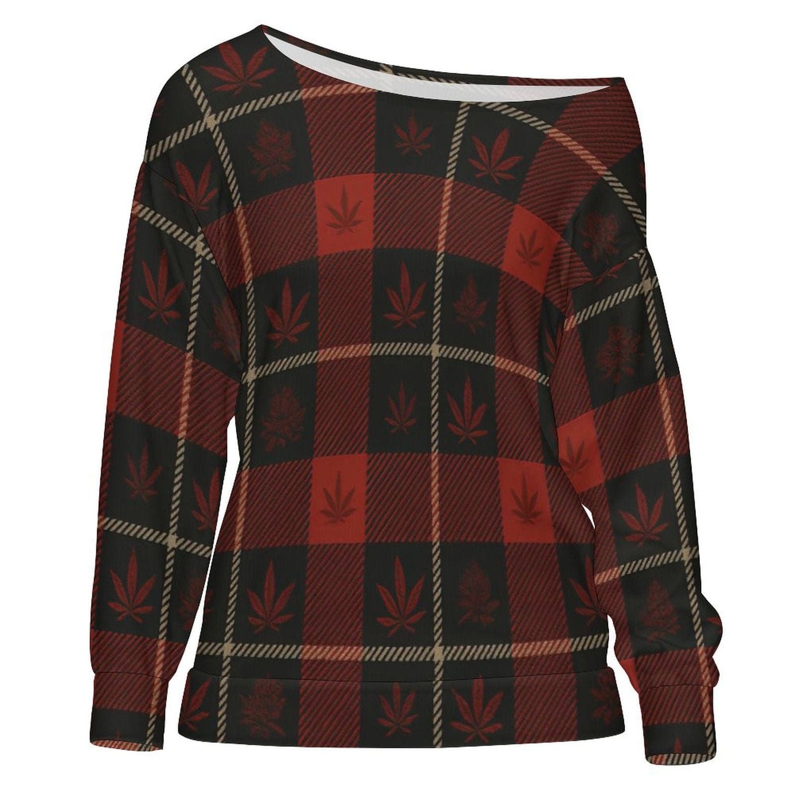 Buffalo Check Off Shoulder Sweatshirt white off shoulder